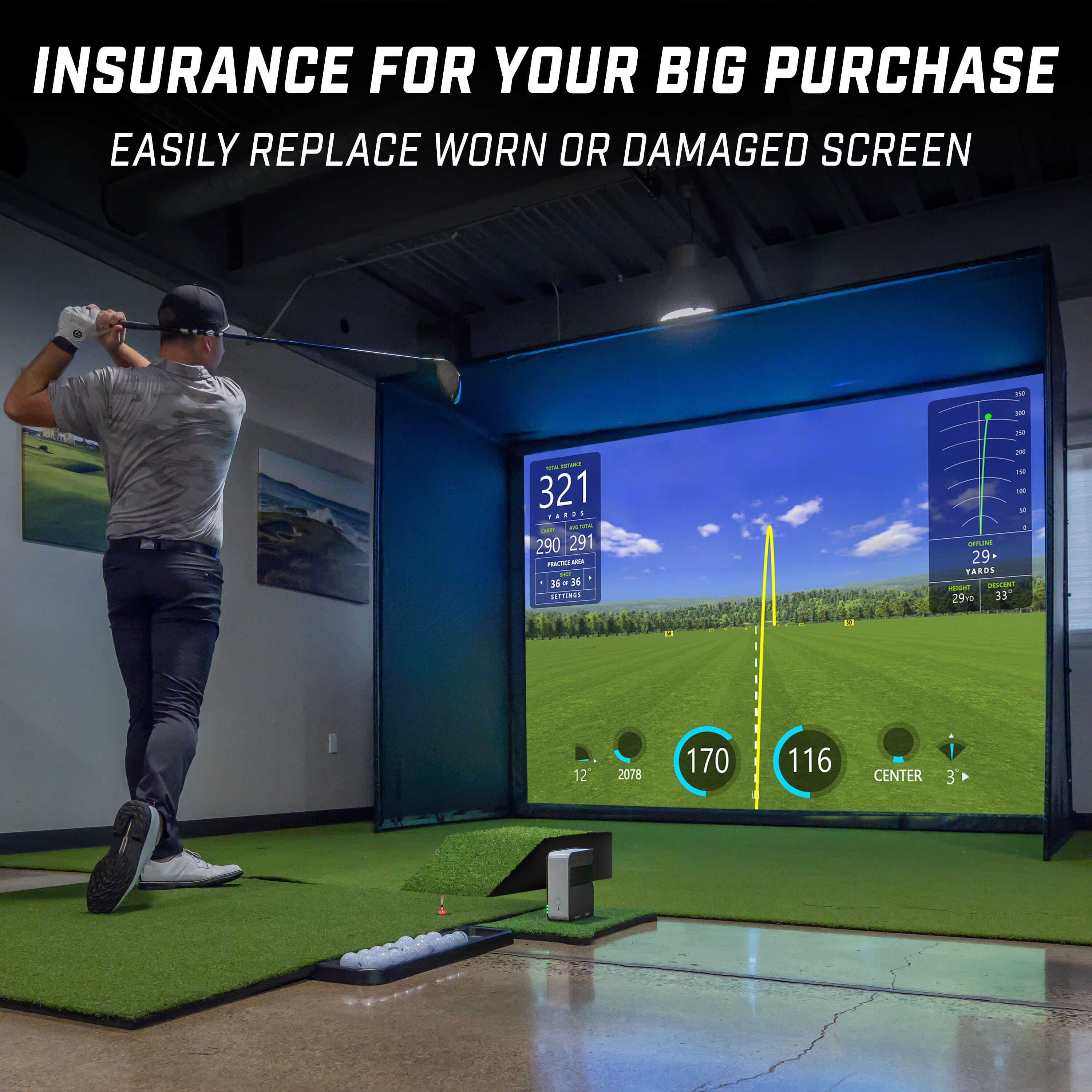 GoSports Replacement Sim Screen - Only Compatible with GoSports 10' x 8' Golf Simulator Enclosure GoSports 