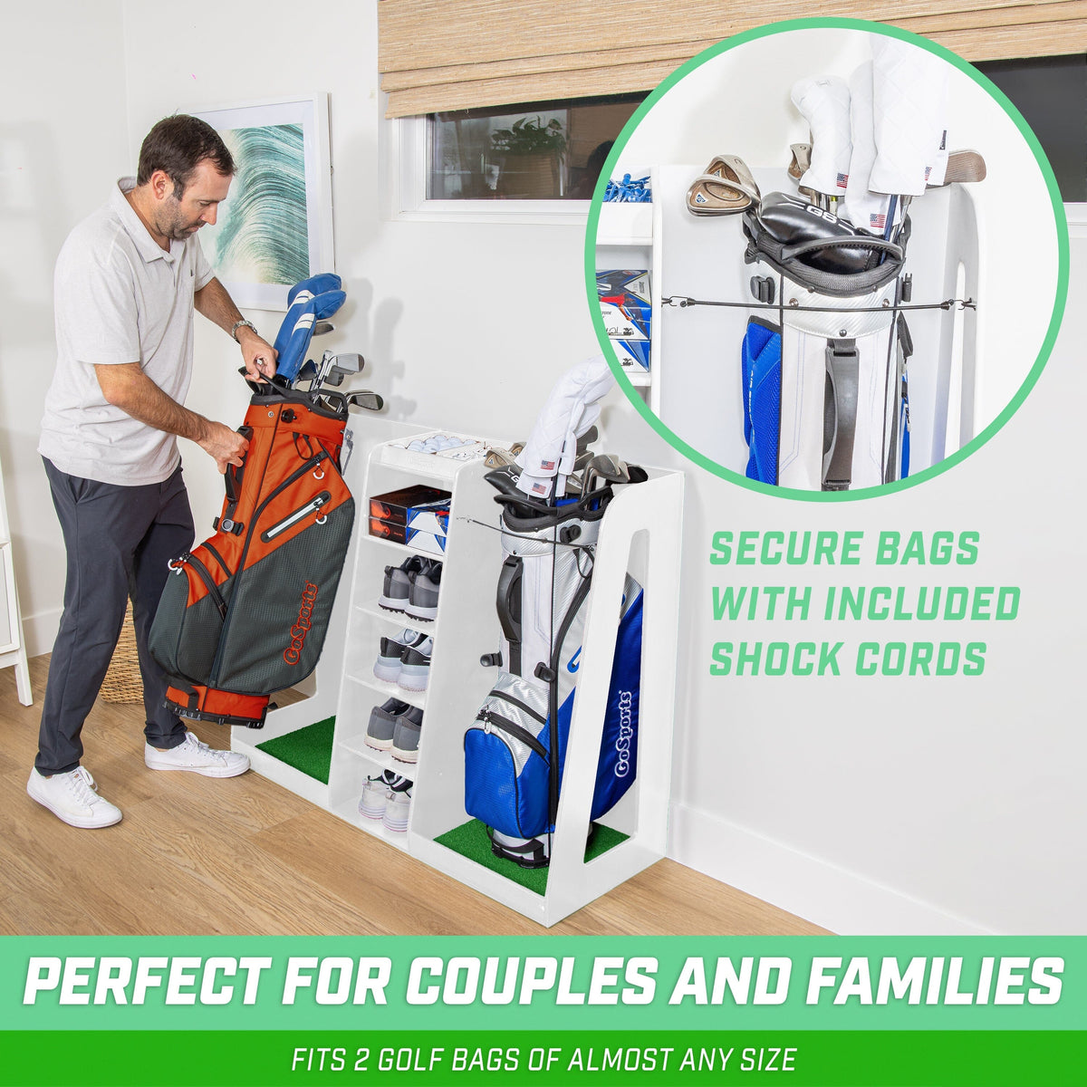 Wooden Golf Bag Organizer, Holds 2 GoSports Golf 