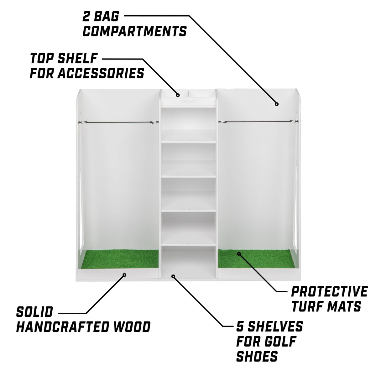 Wooden Golf Bag Organizer, Holds 2 GoSports Golf 