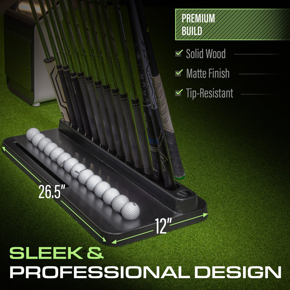 GoSports Premium Wood Golf Club Holder Stand - 14 Club Display ...