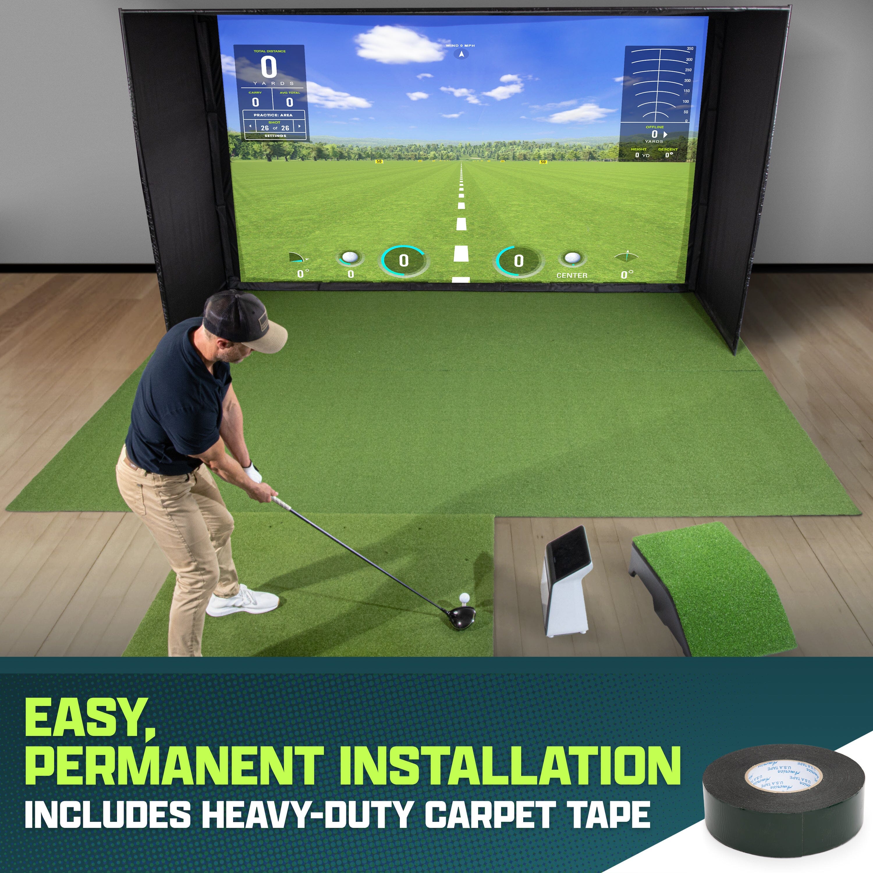 GoSports 12x 6 ft Golf Simulator Turf - 15 mm ELITE Golf Mat for Indoor Home Setups Golf Playgosports.com 