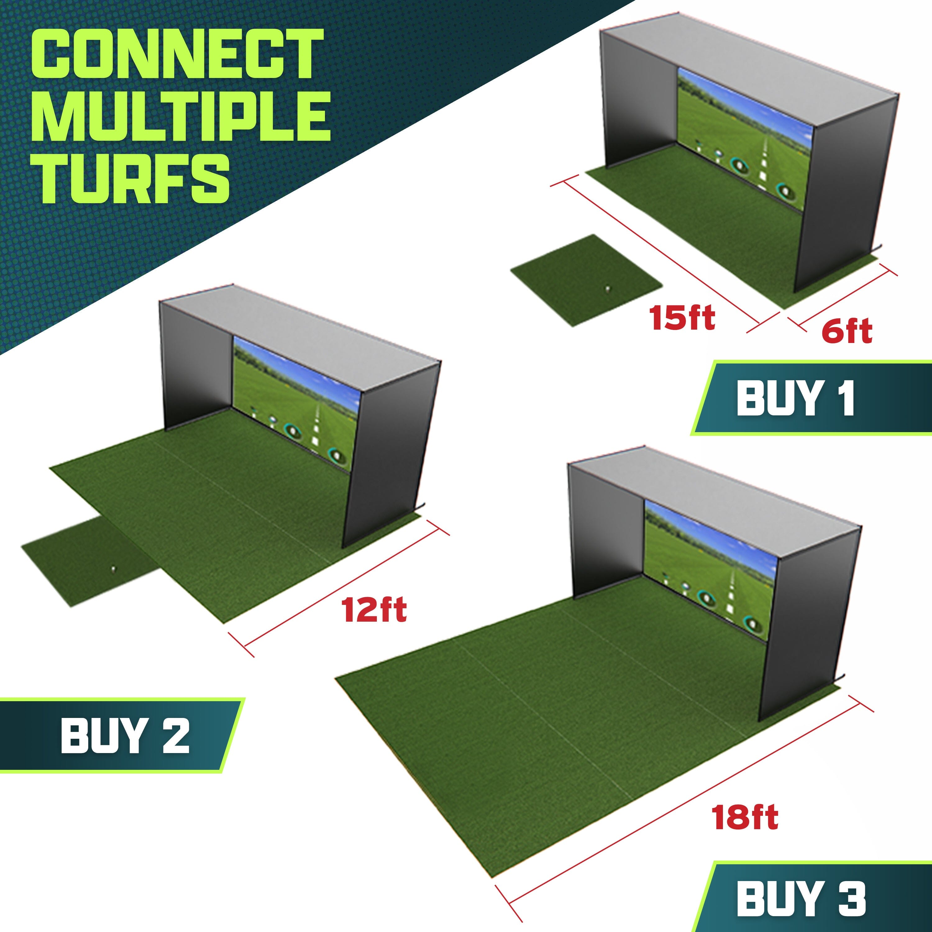 GoSports 15 x 6 ft Golf Simulator Turf - 15 mm ELITE Golf Mat for Indoor Home Setups Golf Playgosports.com 