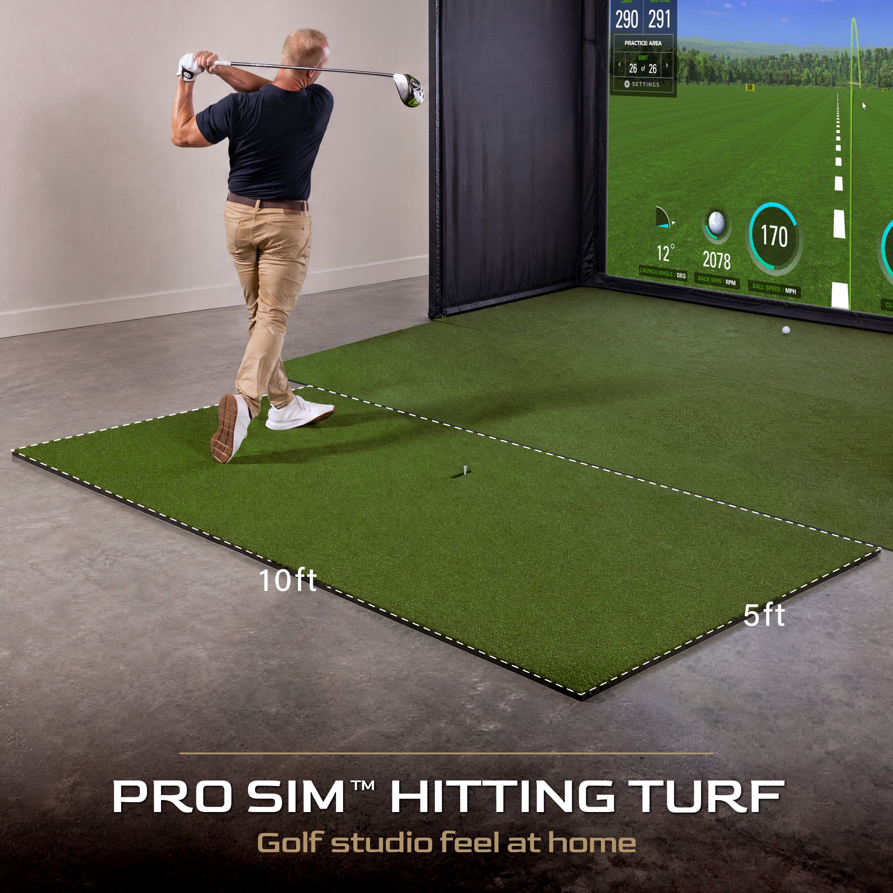 10' x 5' Pro Sim Golf Hitting Mat, 15 mm Foam GoSports Golf 