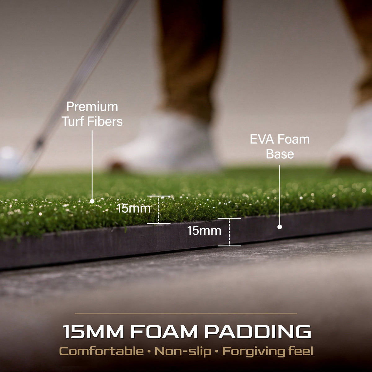 10' x 5' Pro Sim Golf Hitting Mat, 15 mm Foam GoSports Golf 
