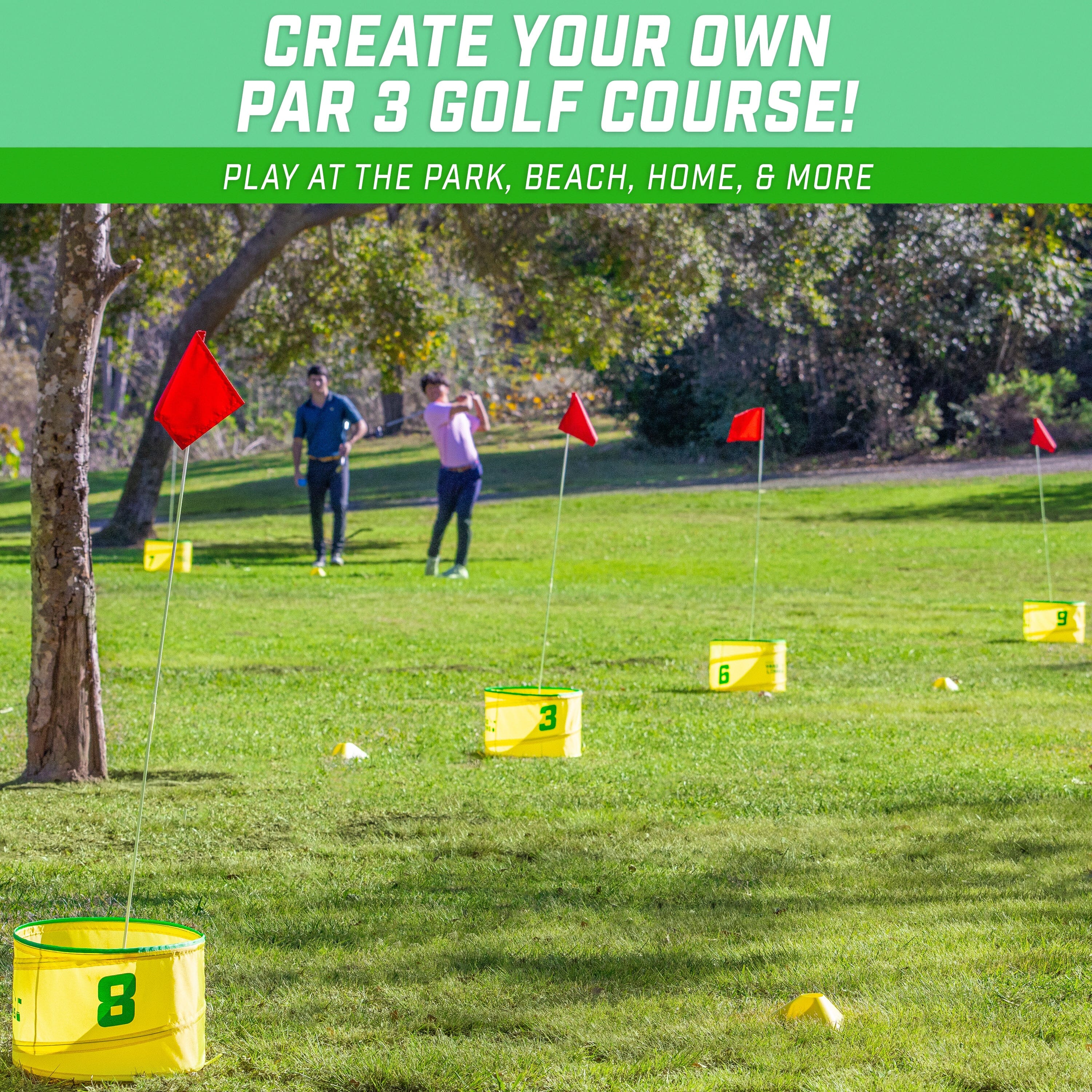 a group of people playing golf in the park