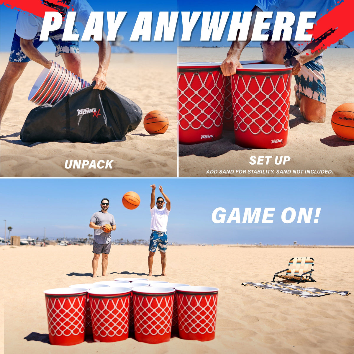 Pong XL Giant Yard Pong Basketball Game Set GoSports Outdoor Games 