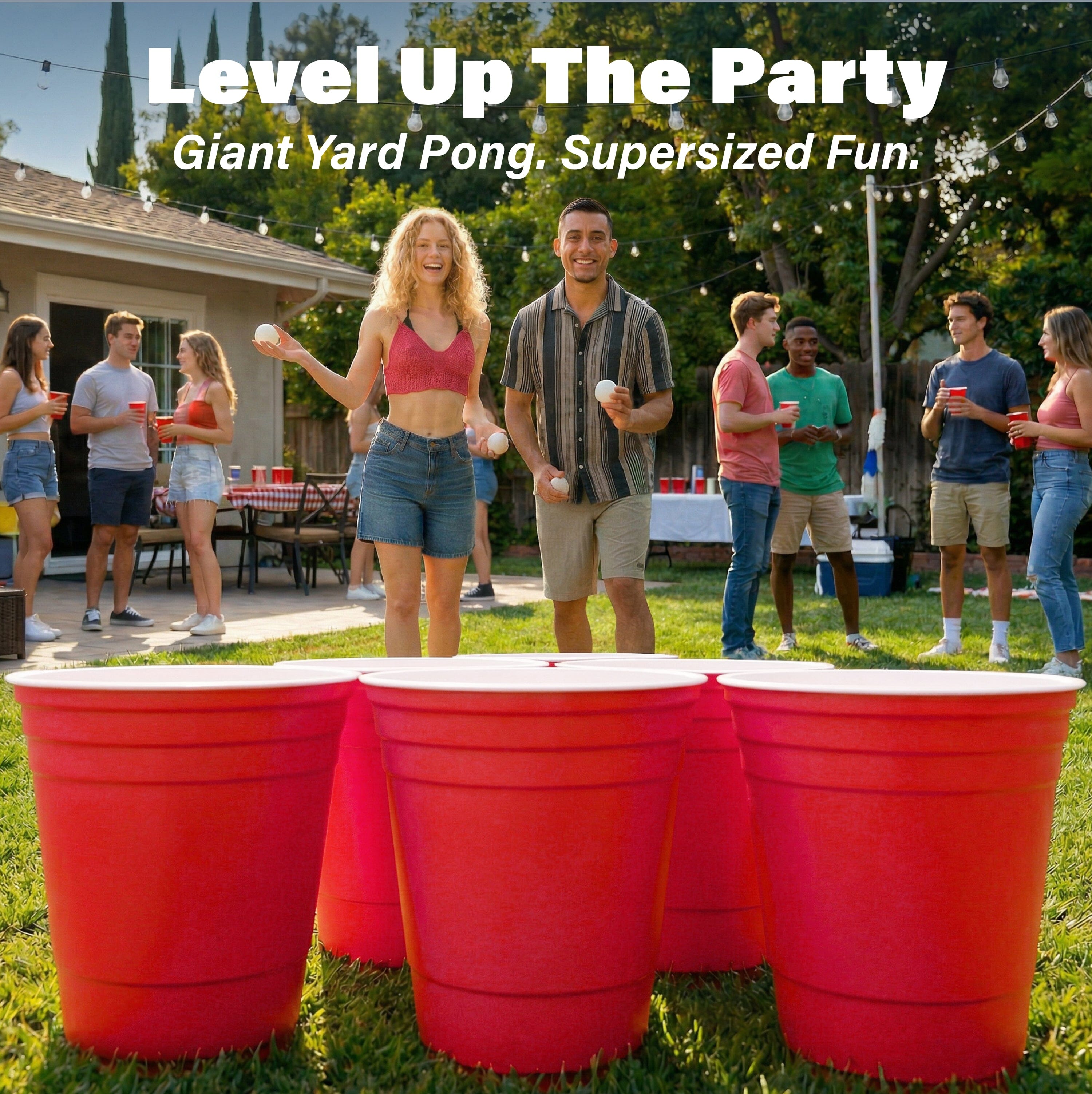 GoPong Giant Yard Pong Outdoor Game - Jumbo Sized Beer Pong PRO Set – Fun Beach and Lawn Party Games for Adults Playgosports.com 