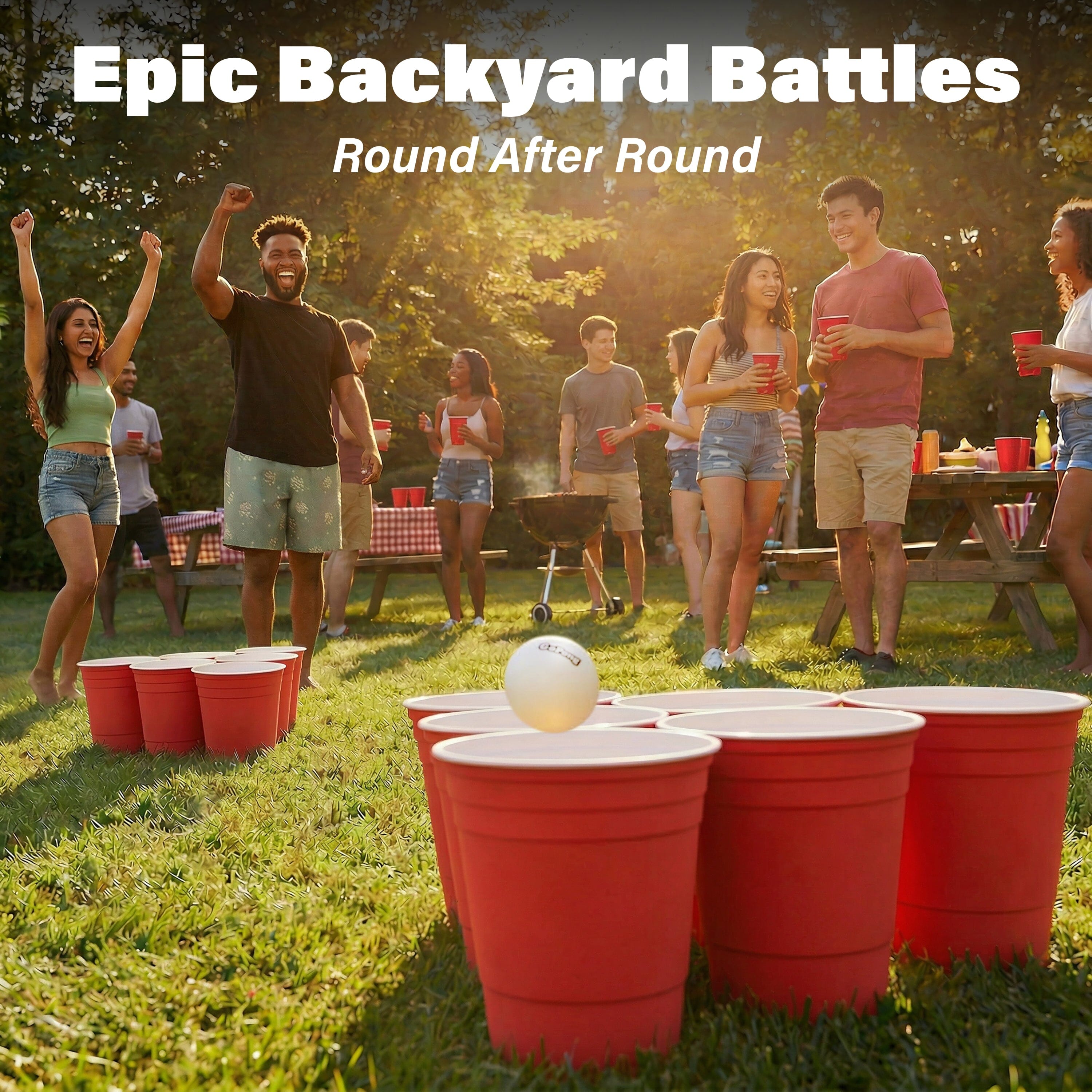 GoPong Giant Yard Pong Outdoor Game - Jumbo Sized Beer Pong PRO Set – Fun Beach and Lawn Party Games for Adults Playgosports.com 