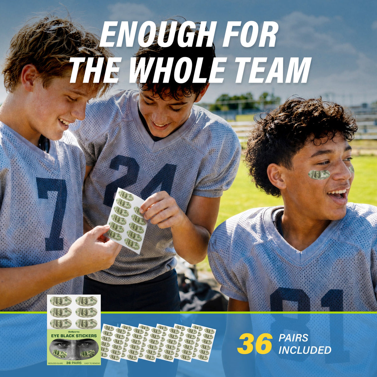 Eye Black Stickers with Chalk Pencil, 36 Pairs GoSports Football 