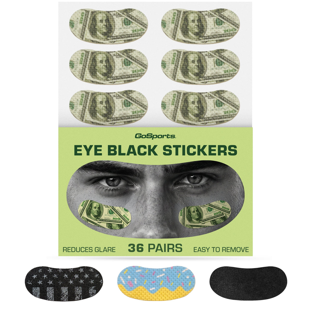 Eye Black Stickers with Chalk Pencil, 36 Pairs GoSports Football Benjamins 