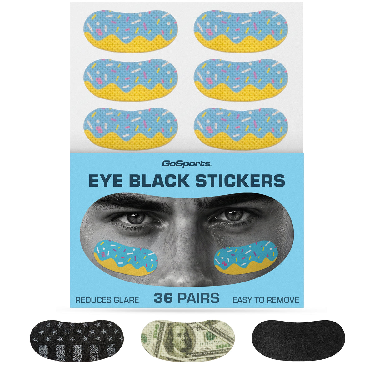 Eye Black Stickers with Chalk Pencil, 36 Pairs GoSports Football Donut Drip 