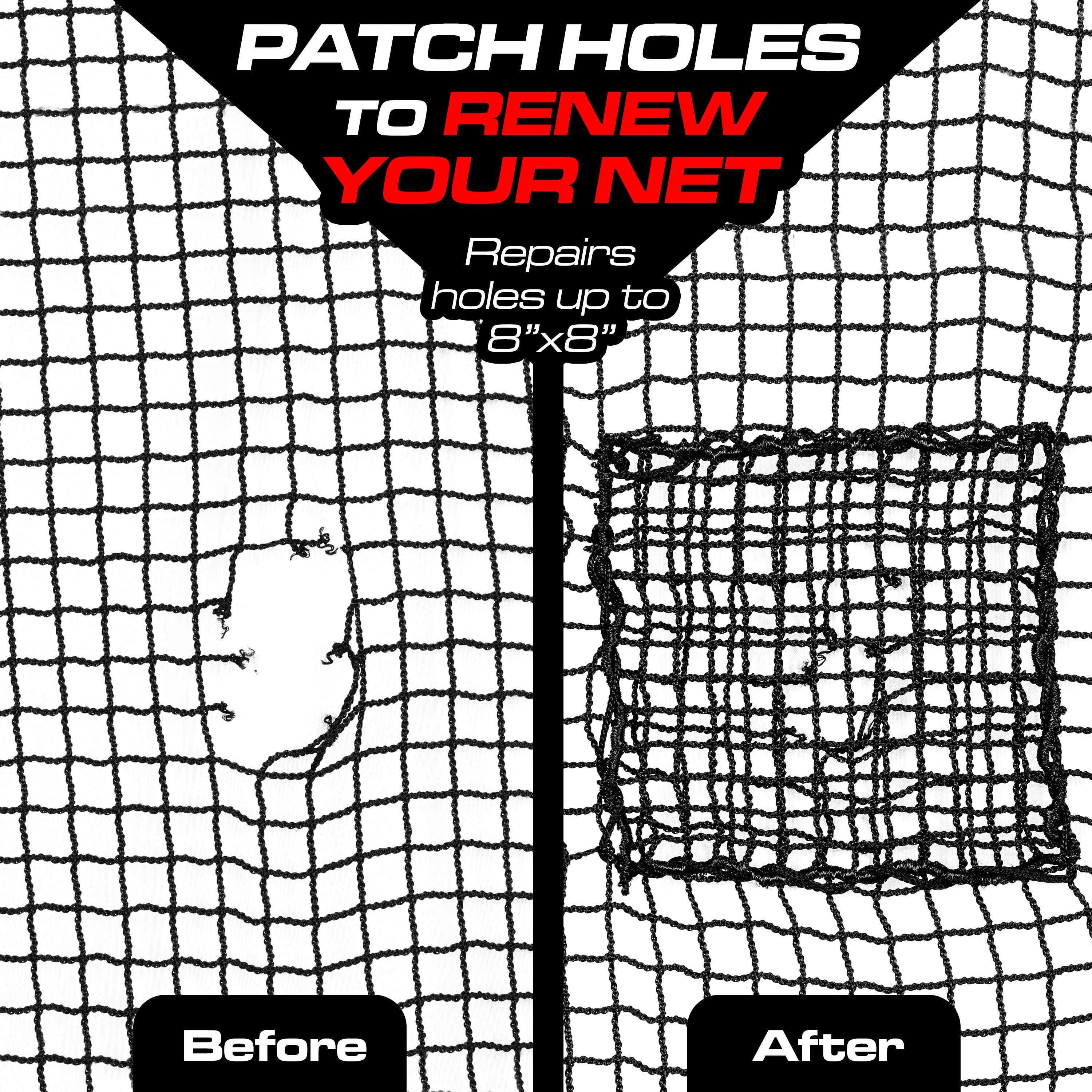 GoSports 3 Pack Universal Sports Net Repair Kits for Golf, Baseball, Soccer, and More - 8 x 8 Inch Sports Netting Patch Kits GoSports 