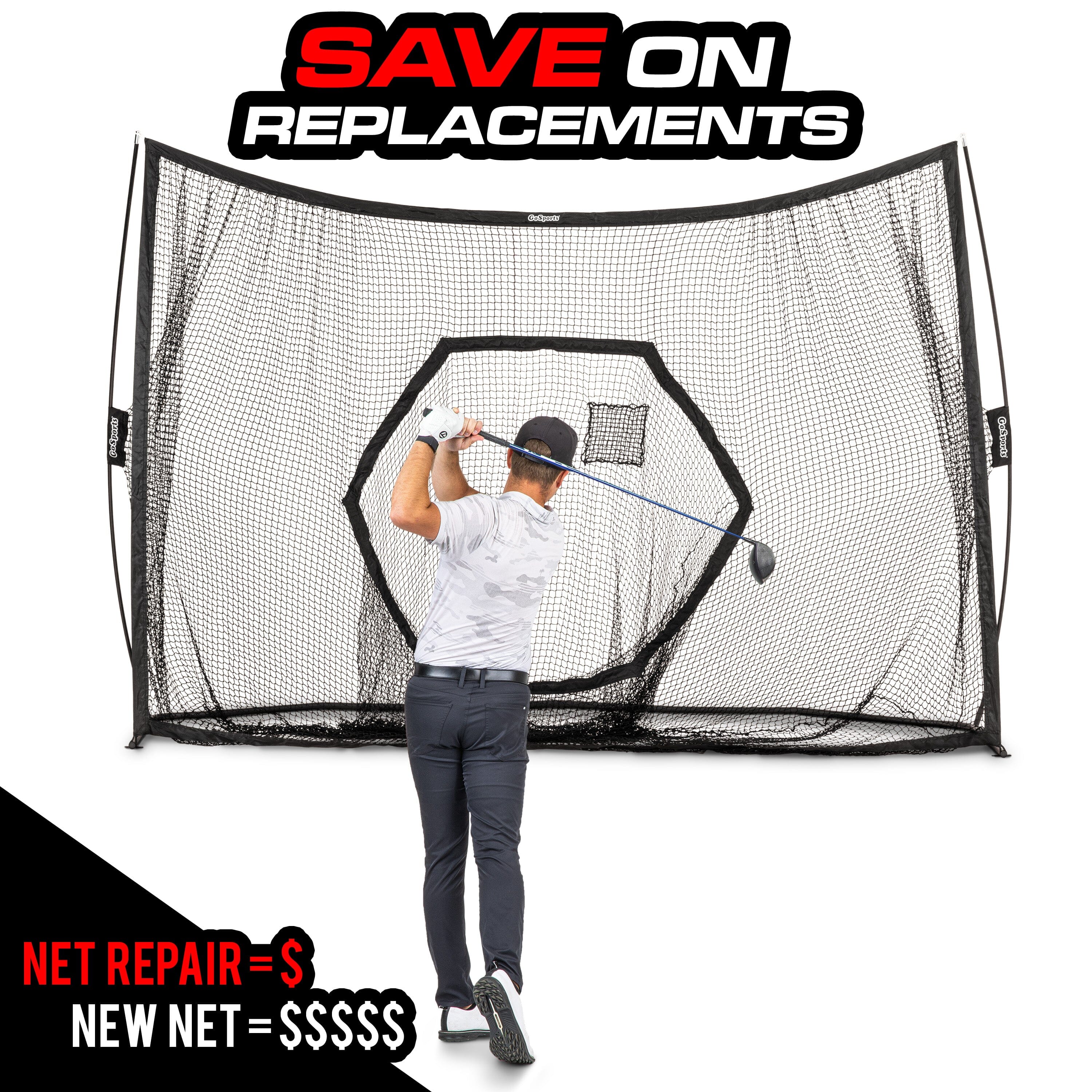 GoSports 3 Pack Universal Sports Net Repair Kits for Golf, Baseball, Soccer, and More - 8 x 8 Inch Sports Netting Patch Kits GoSports 