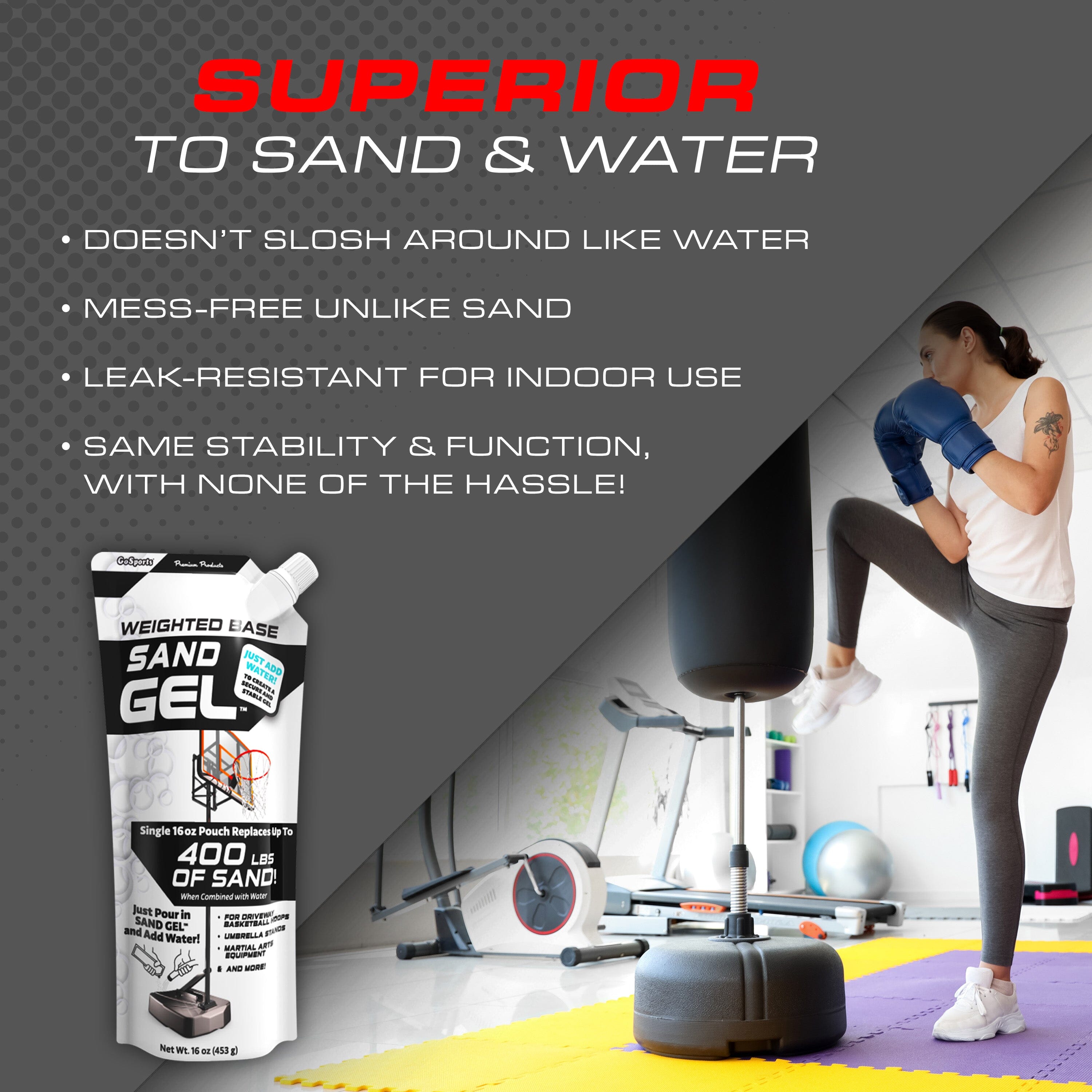 GoSports Sand Gel Weighted Base Filler for Indoor/Outdoor Basketball Hoops, Umbrella Bases, & More - 16 oz, Just Add Water GoSports 