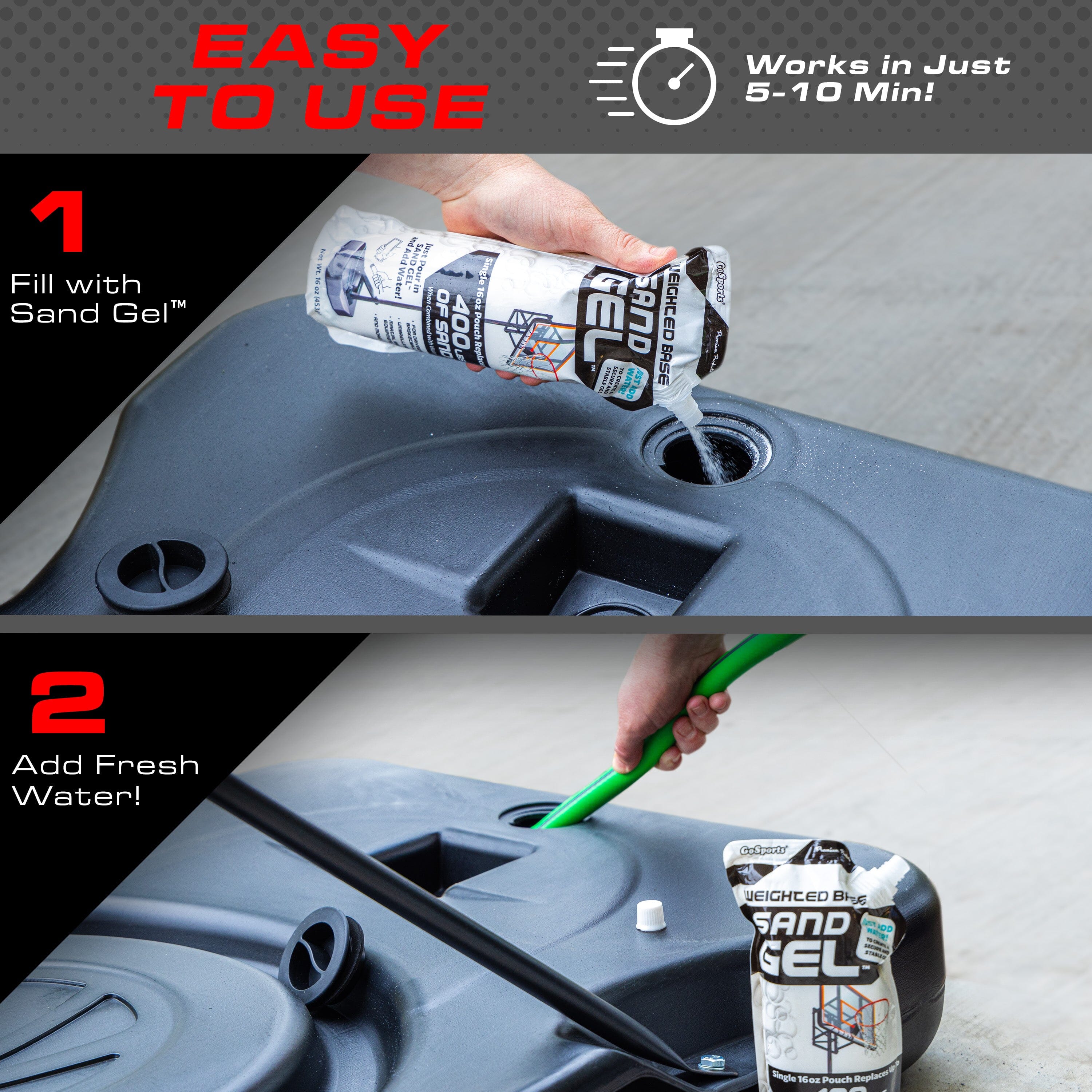 GoSports Sand Gel Weighted Base Filler for Indoor/Outdoor Basketball Hoops, Umbrella Bases, & More - 16 oz, Just Add Water GoSports 