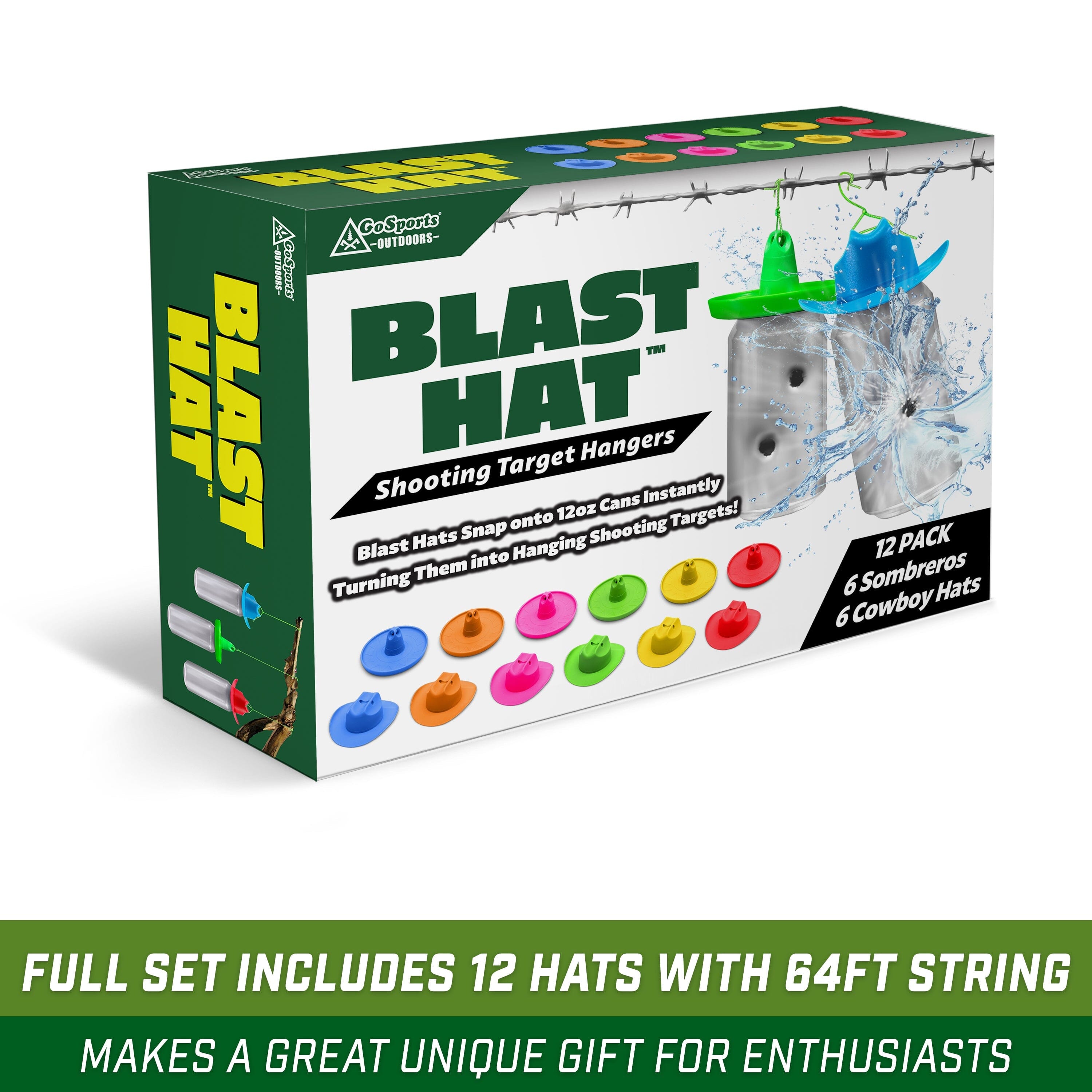 GoSports Outdoors Blast Hat Shooting Target Hangers 12 Pack - Turn 12oz Cans Into Hanging Shooting Targets Target Practice GoSportsOutdoors.com 