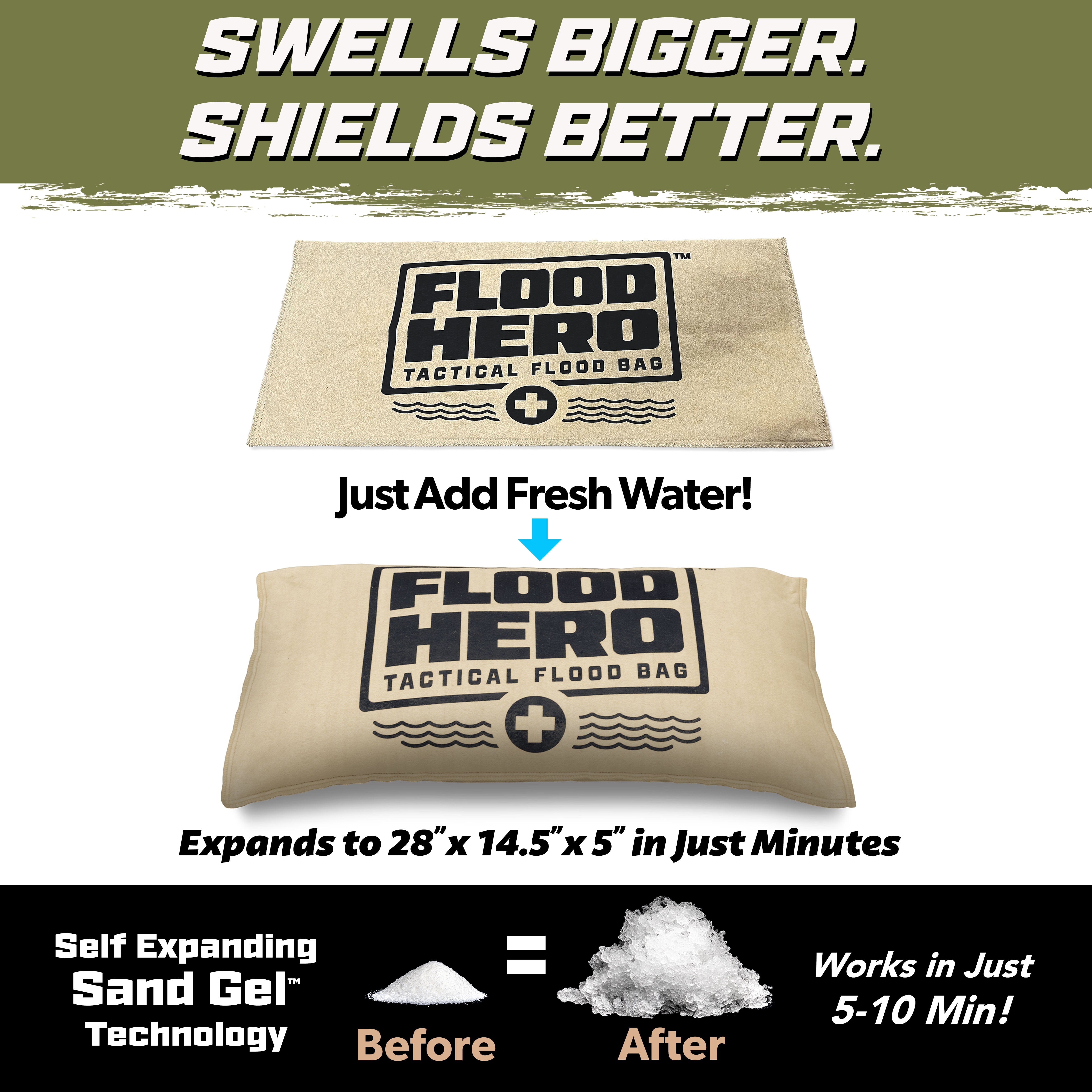 Flood Hero Water Activated Sandbags - 6 Pack Flood Bag Barriers PlayGoSports.com 