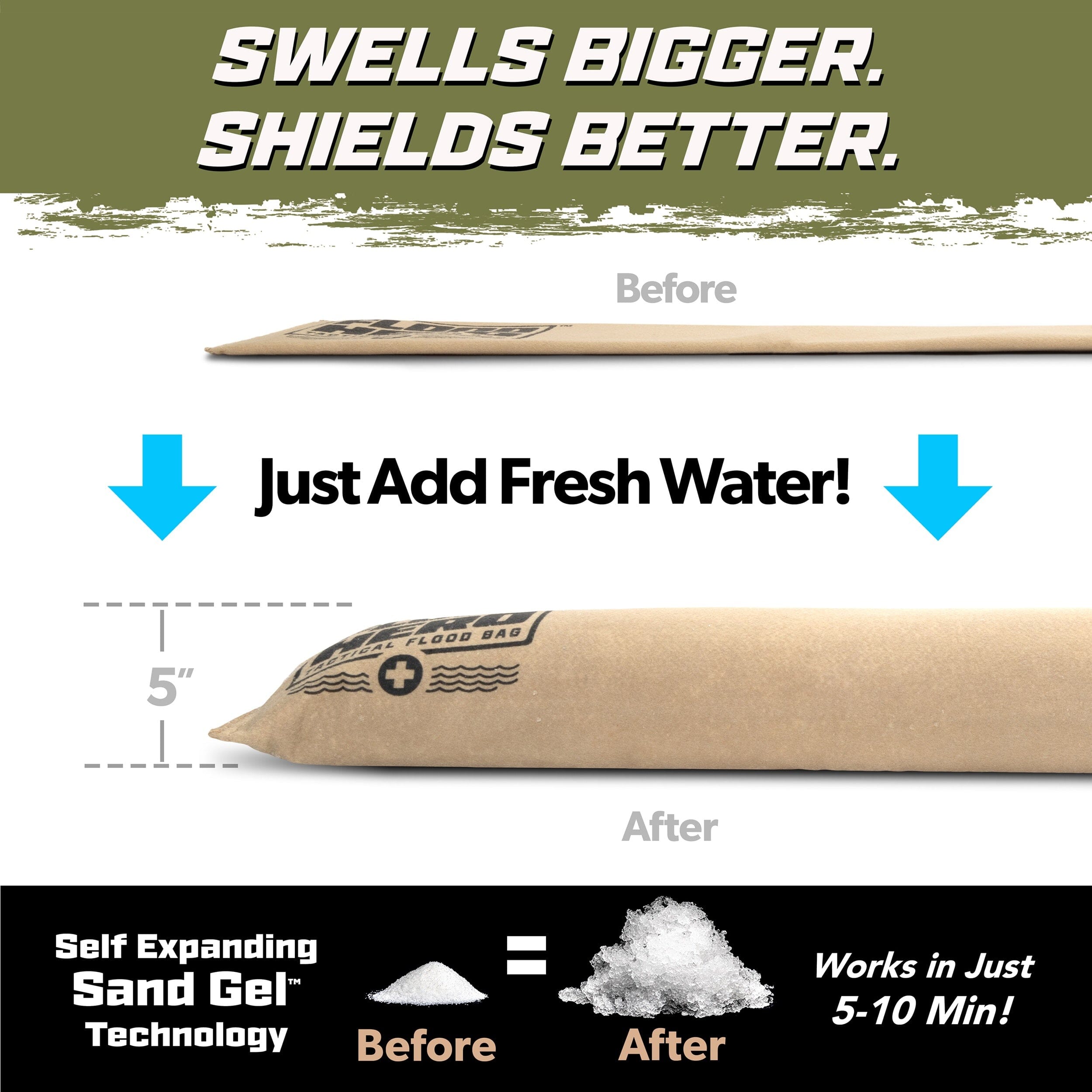 Flood Hero 18 ft Water Activated Sandbag - Flood Bag Barrier for Home PlayGoSports.com 