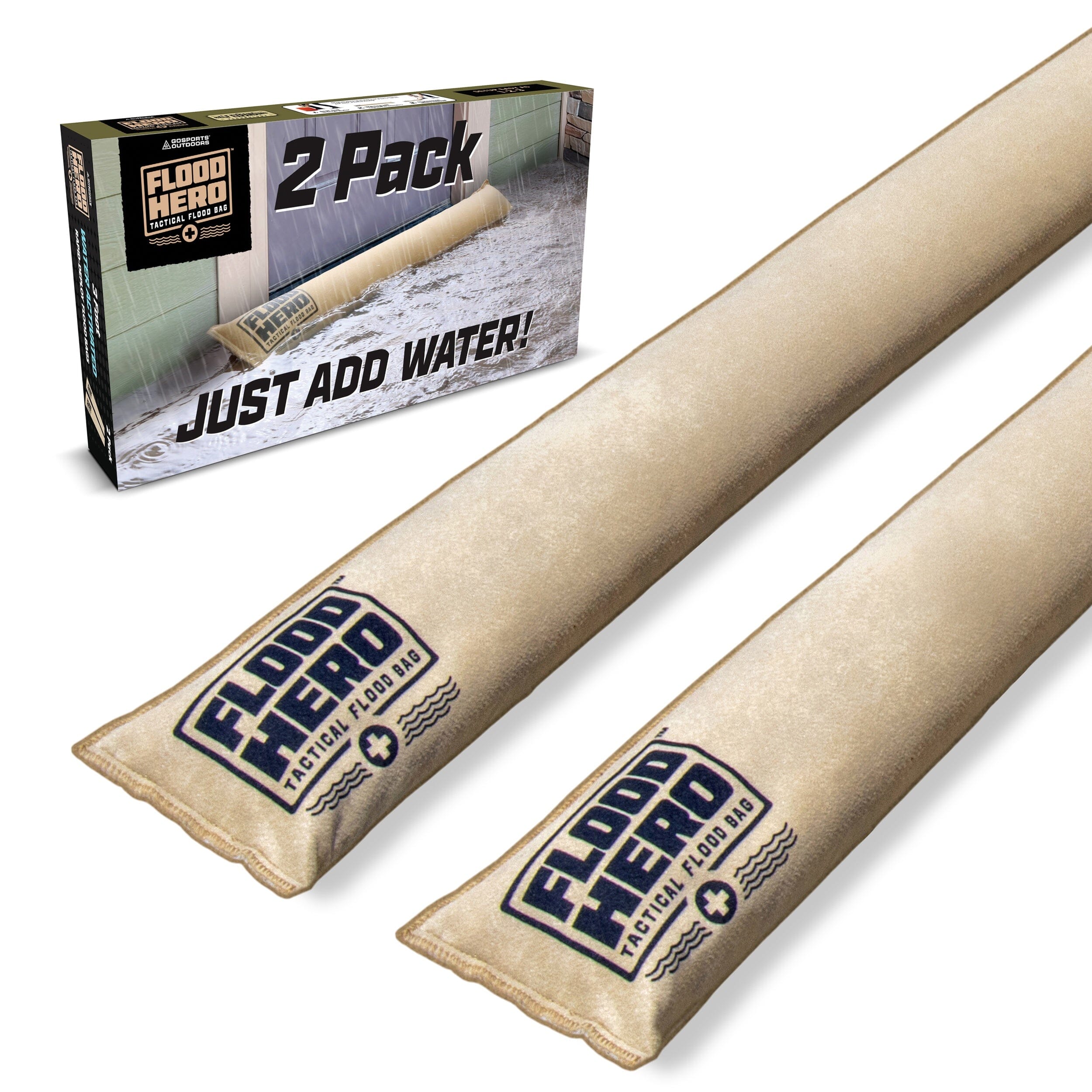 Flood Hero 3 ft Water Activated Sandbags - 2 Pack Flood Bag Barriers for Home PlayGoSports.com 