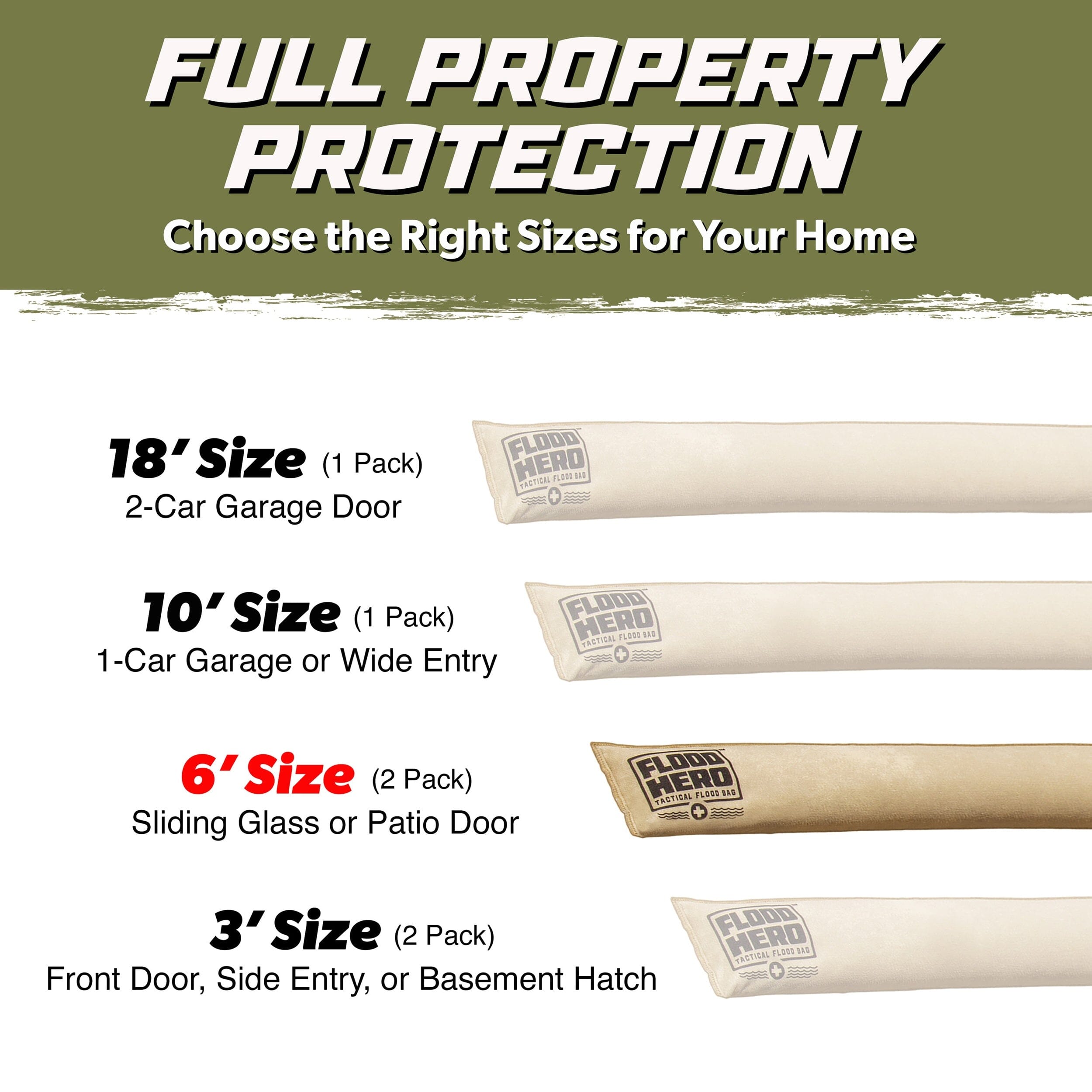 Flood Hero 6 ft Water Activated Sandbags - 2 Pack Flood Bag Barriers for Home PlayGoSports.com 