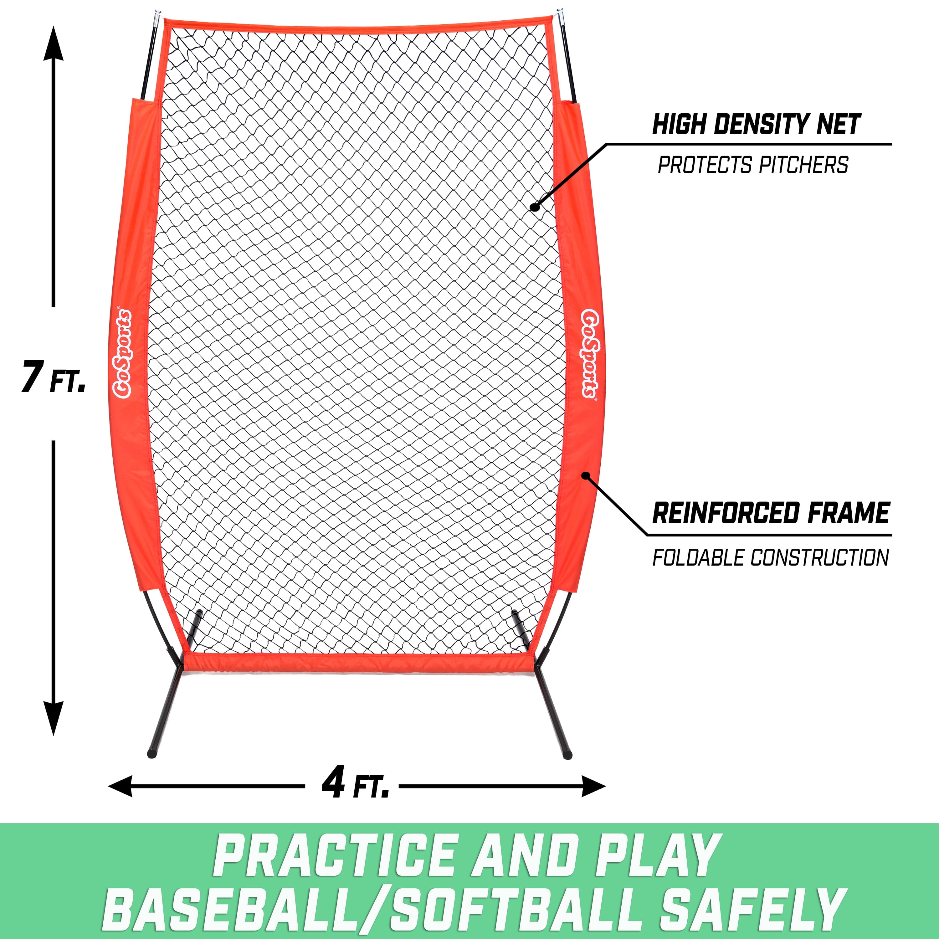 the baseball safety net is shown with measurements