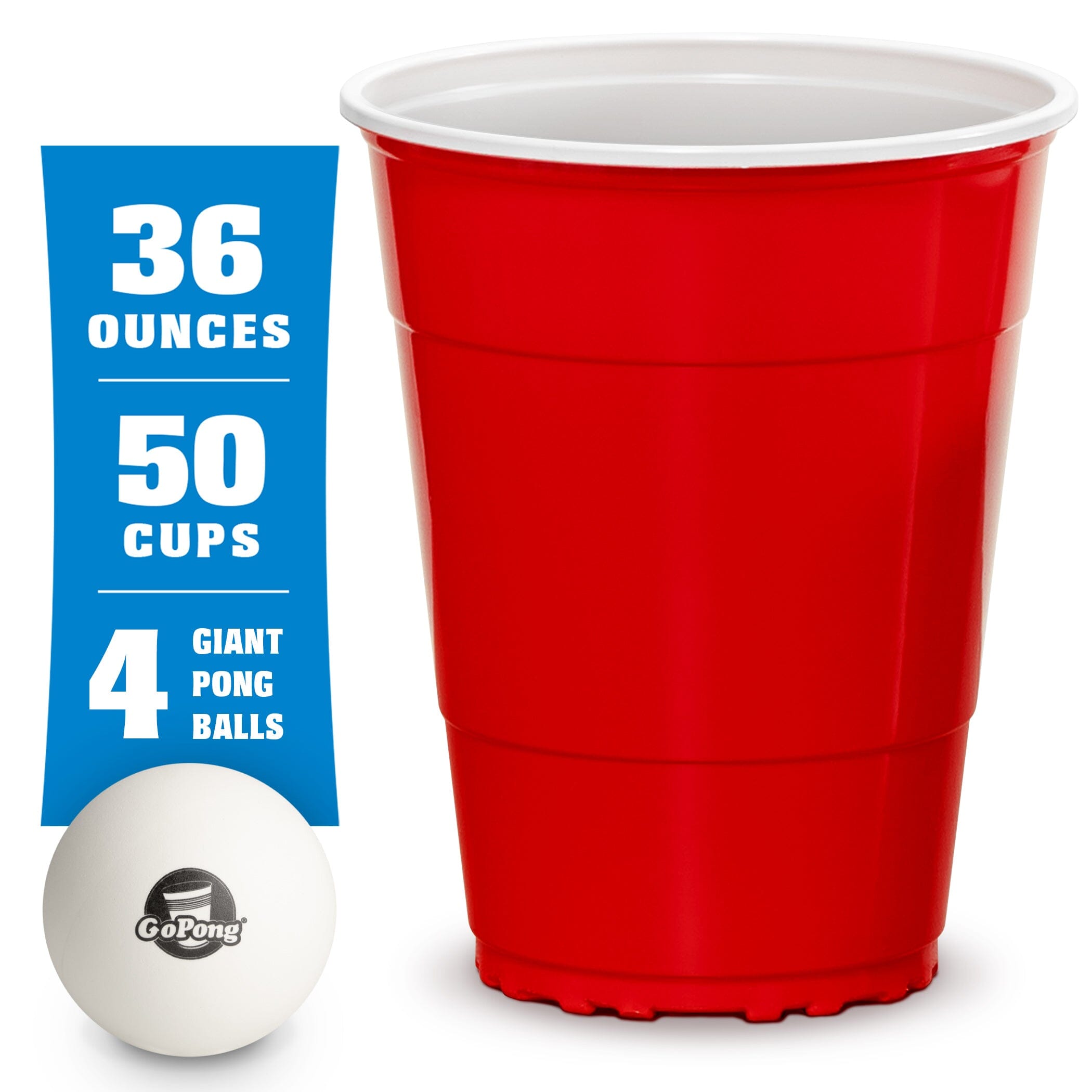 GoBig 36oz Giant Red Party Cups - 50-Pack Party Cups GoPong 