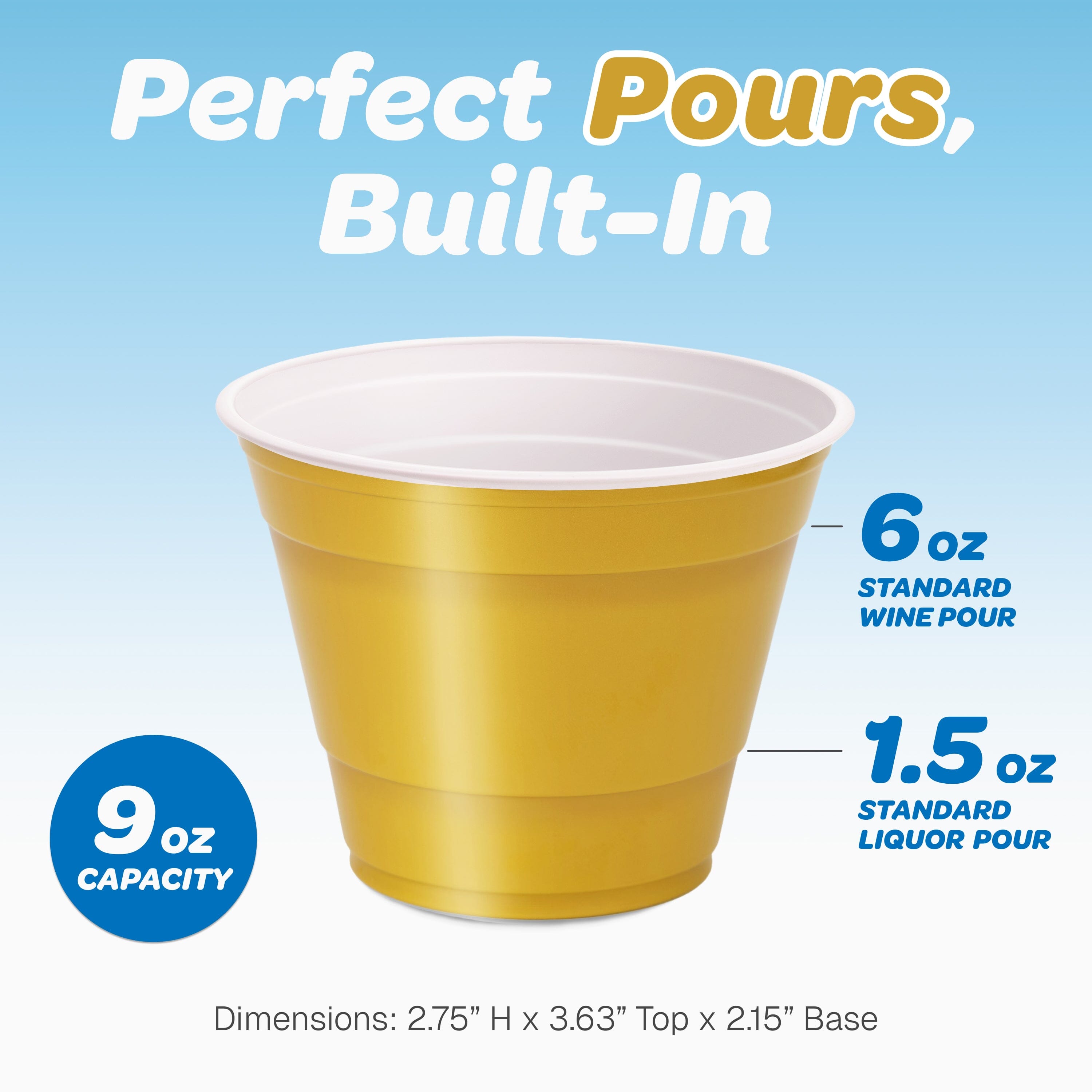 GoBig 100 Count 9 oz Plastic Party Cups for Wine & Cocktails - Disposable Plastic Cups for Bridal Shower, Party, and Birthday Playgosports.com 