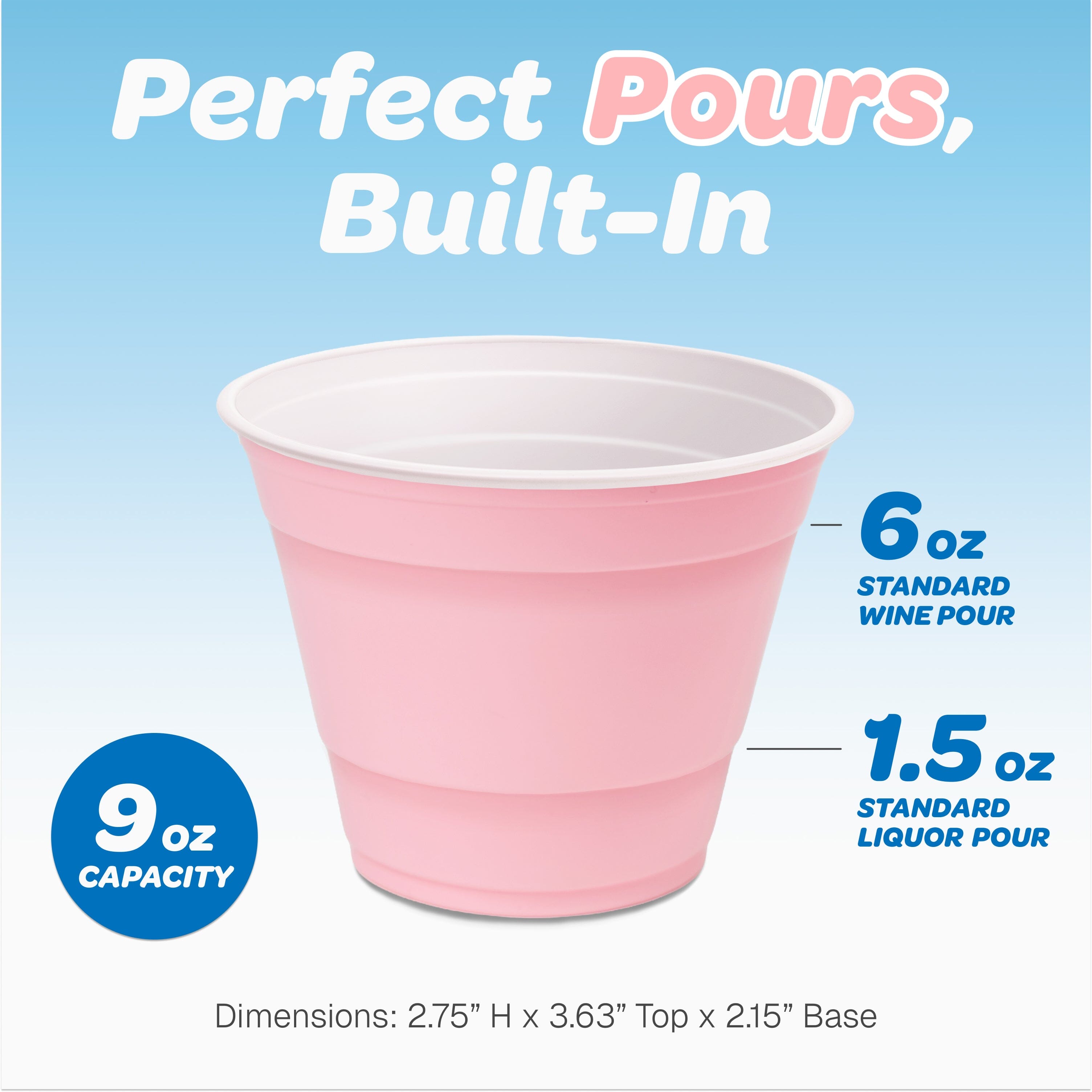 GoBig 100 Count 9 oz Plastic Party Cups for Wine & Cocktails - Disposable Plastic Cups for Bridal Shower, Party, and Birthday Playgosports.com 