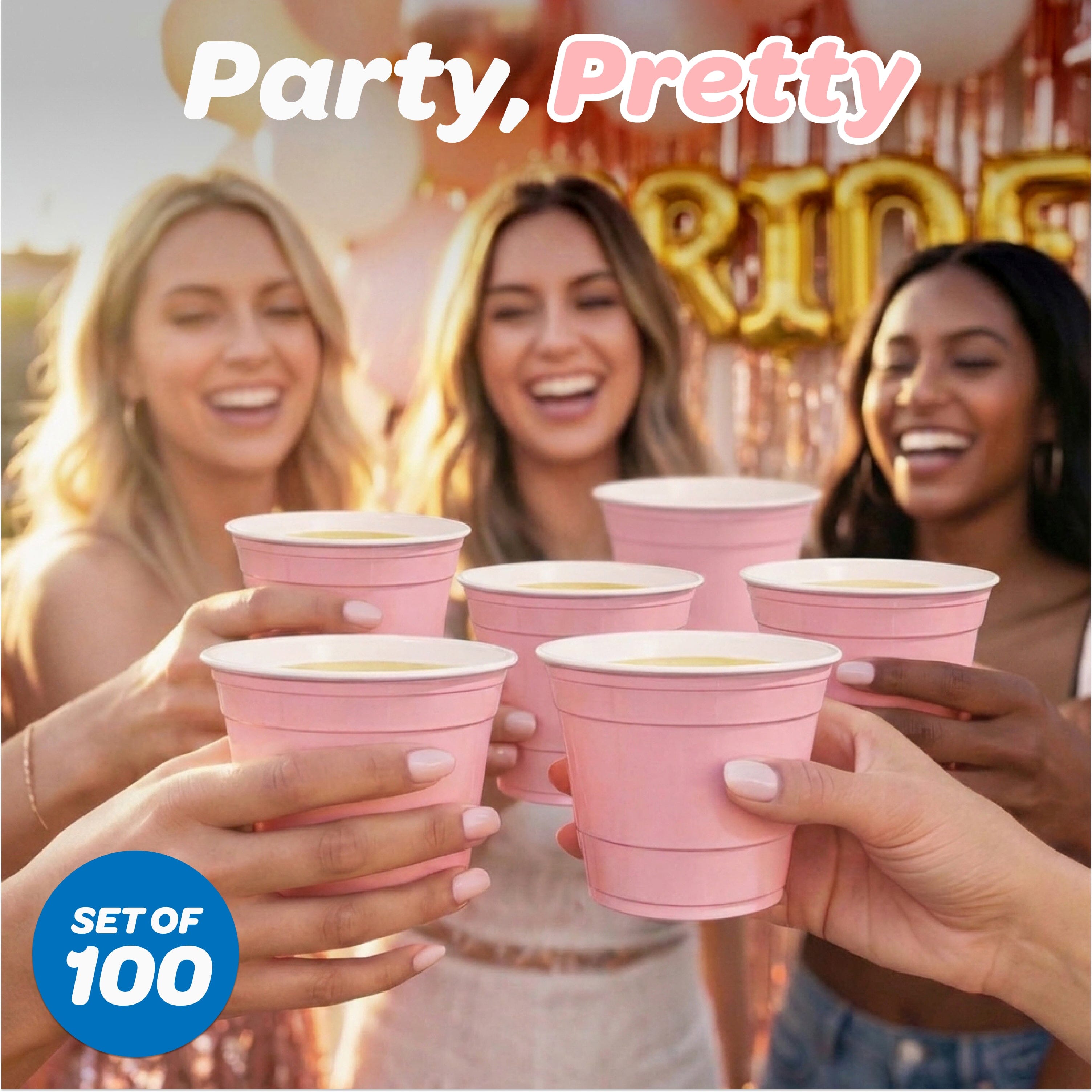 GoBig 100 Count 9 oz Plastic Party Cups for Wine & Cocktails - Disposable Plastic Cups for Bridal Shower, Party, and Birthday Playgosports.com 