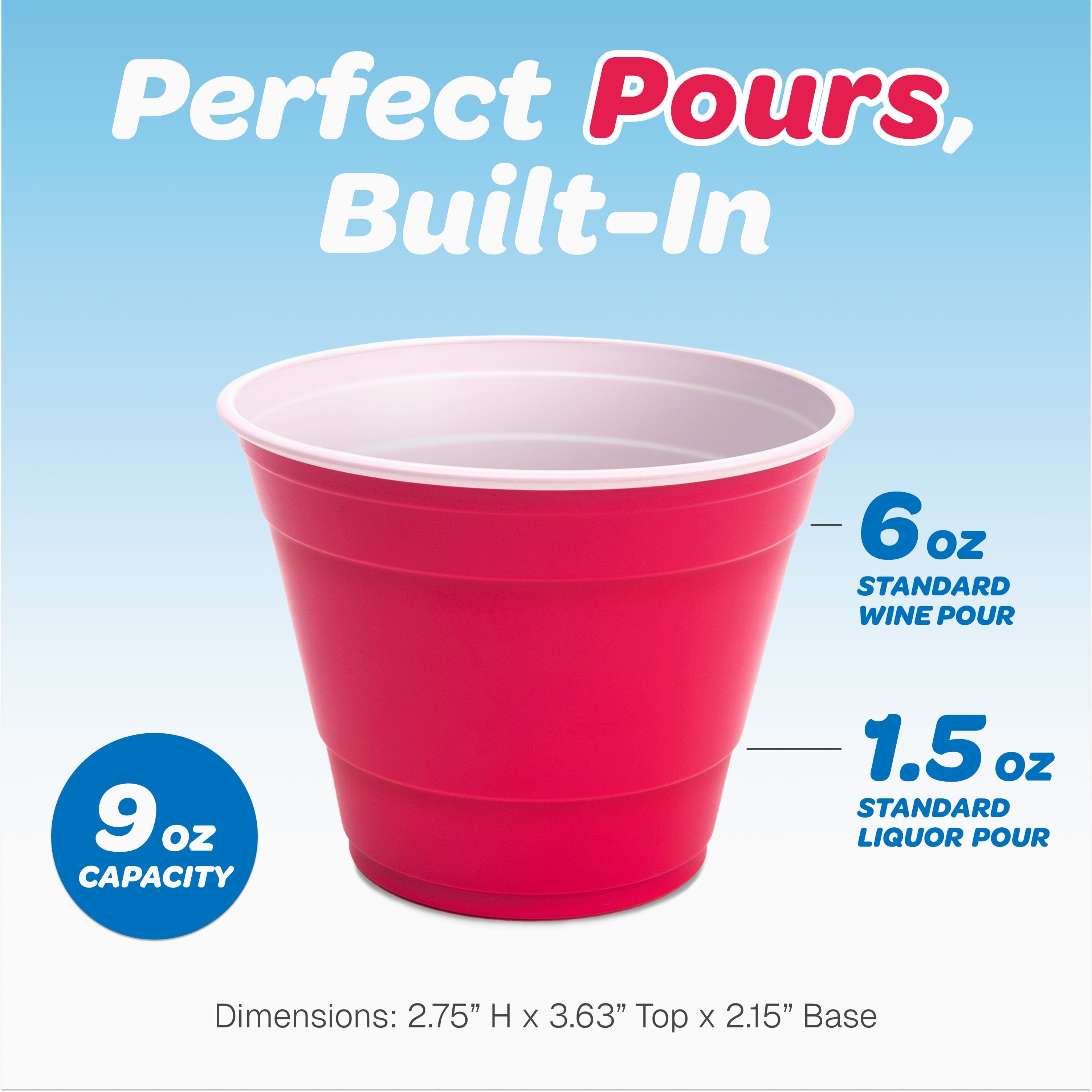GoBig 100 Count 9 oz Plastic Party Cups for Wine & Cocktails - Disposable Plastic Cups for Bridal Shower, Party, and Birthday Playgosports.com 