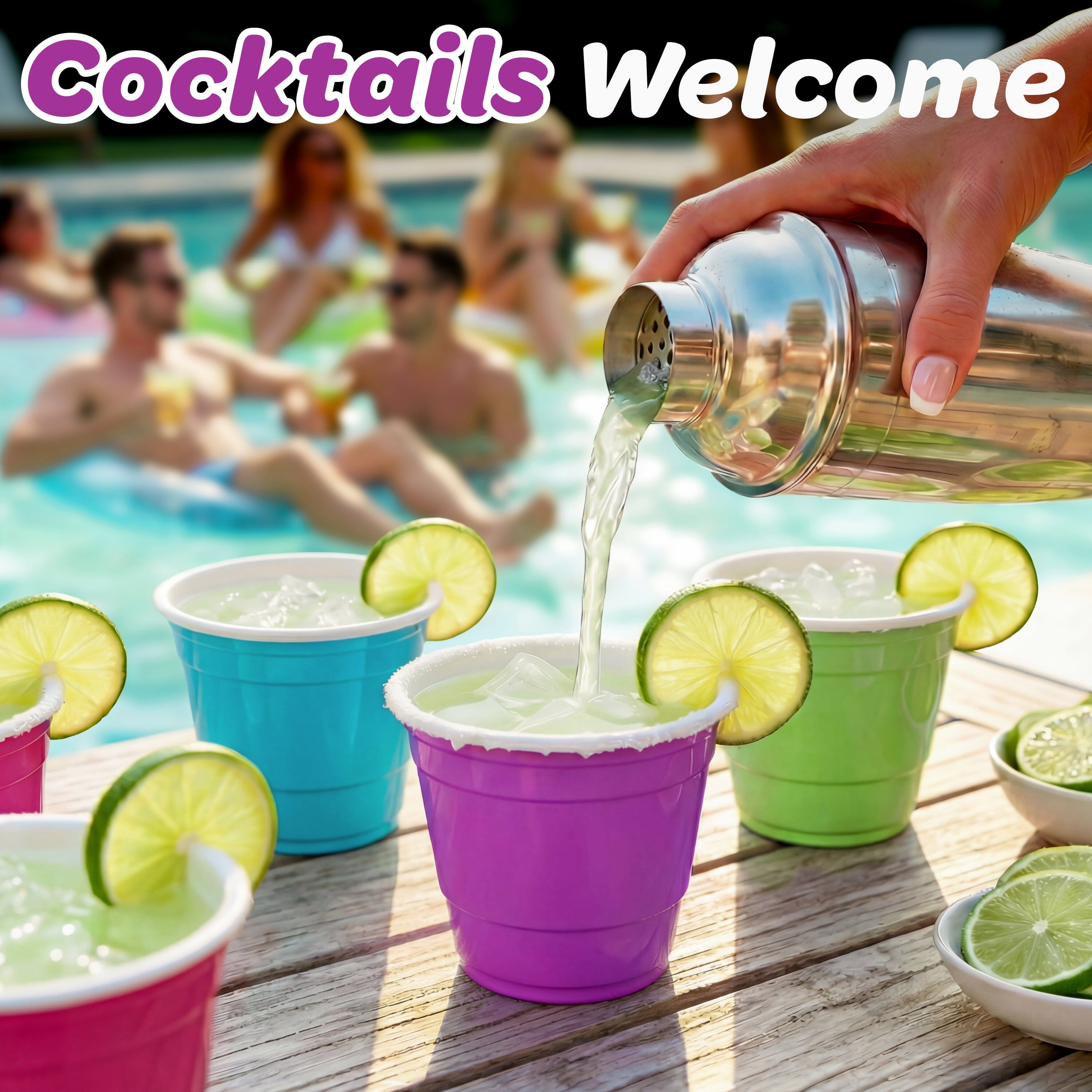 GoBig 100 Count 9 oz Plastic Party Cups for Wine & Cocktails - Disposable Plastic Cups for Bridal Shower, Party, and Birthday Playgosports.com 