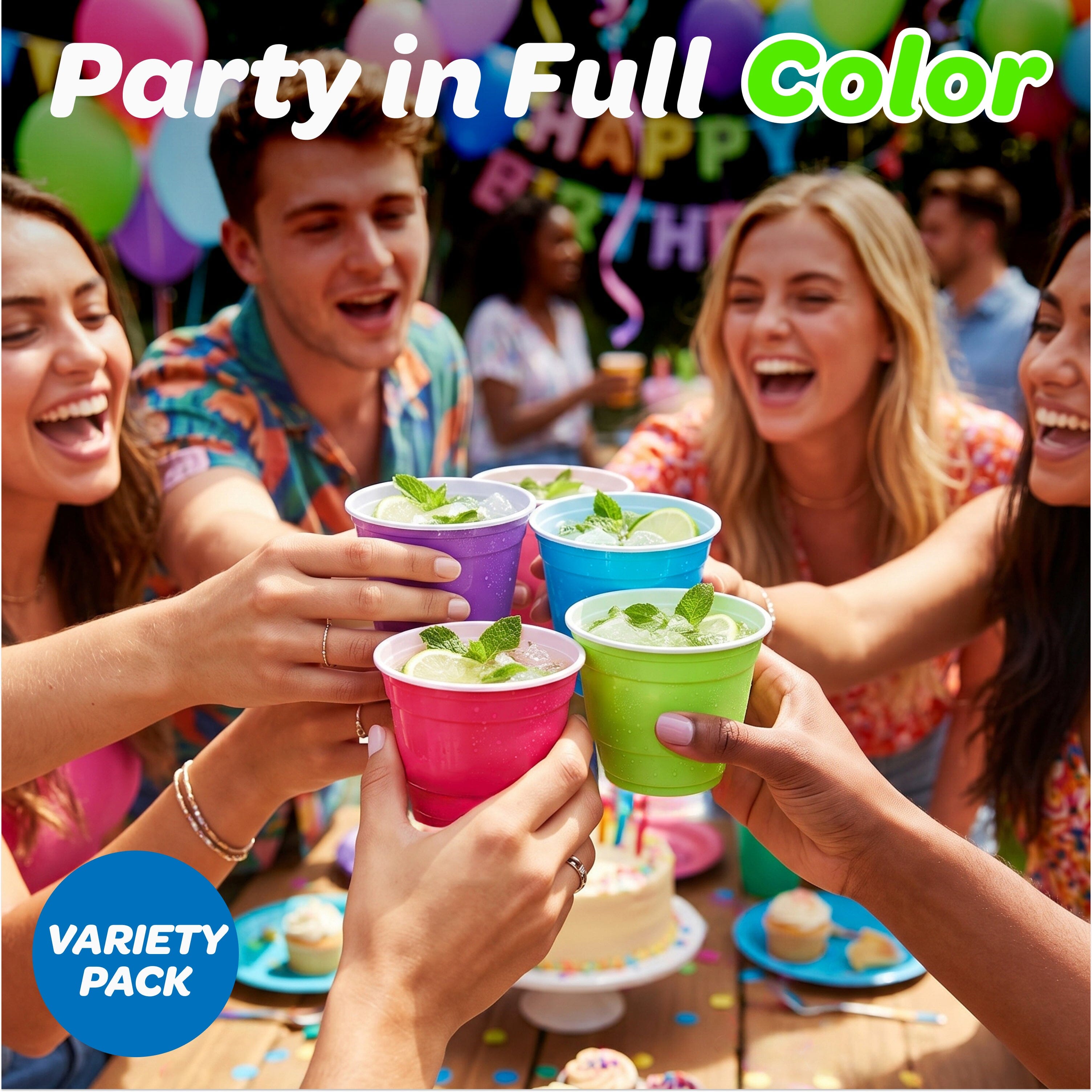 GoBig 100 Count 9 oz Plastic Party Cups for Wine & Cocktails - Disposable Plastic Cups for Bridal Shower, Party, and Birthday Playgosports.com 