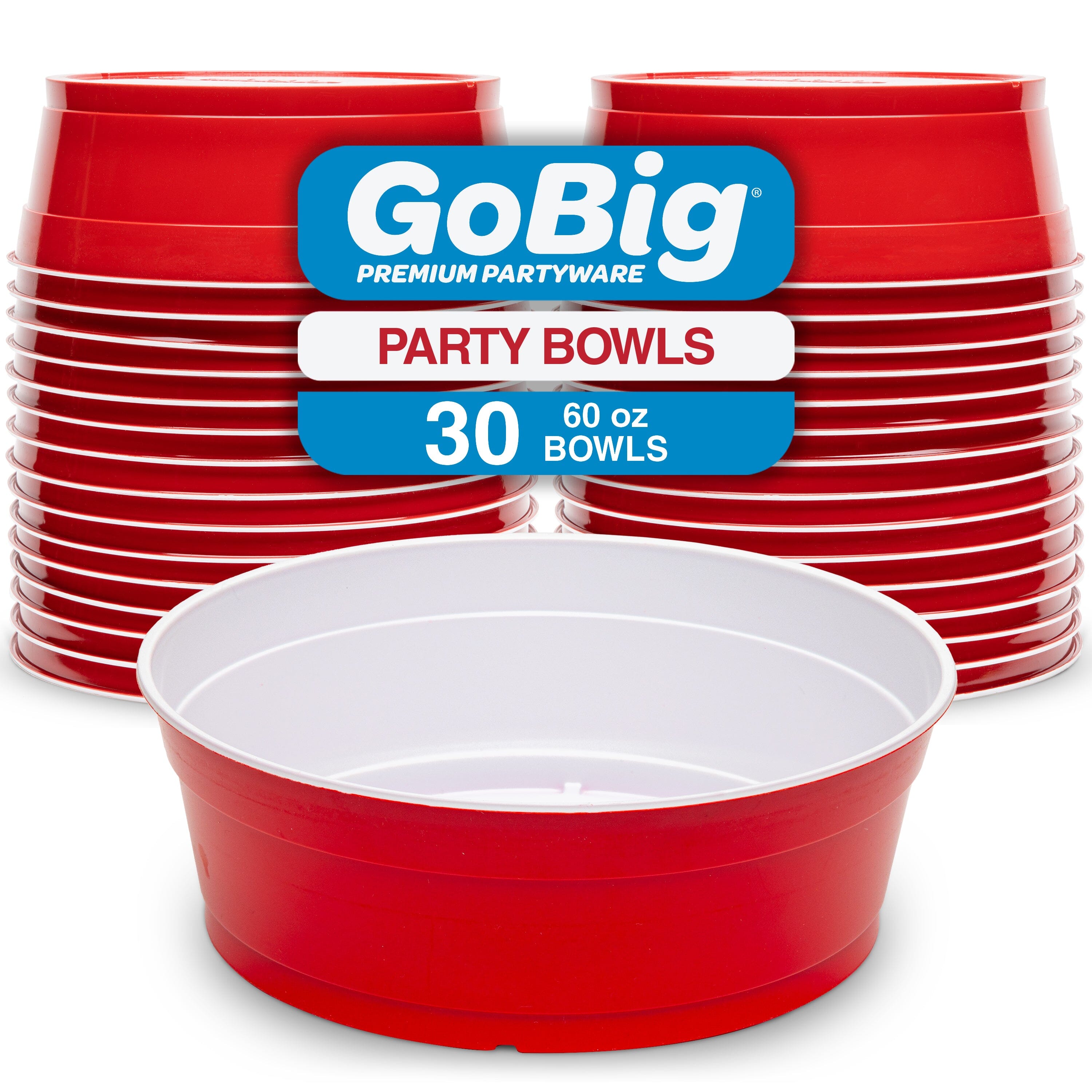 GoBig Red Party Cup 60oz Bowls - 30 Large Disposable Plastic Bowls GoSports 