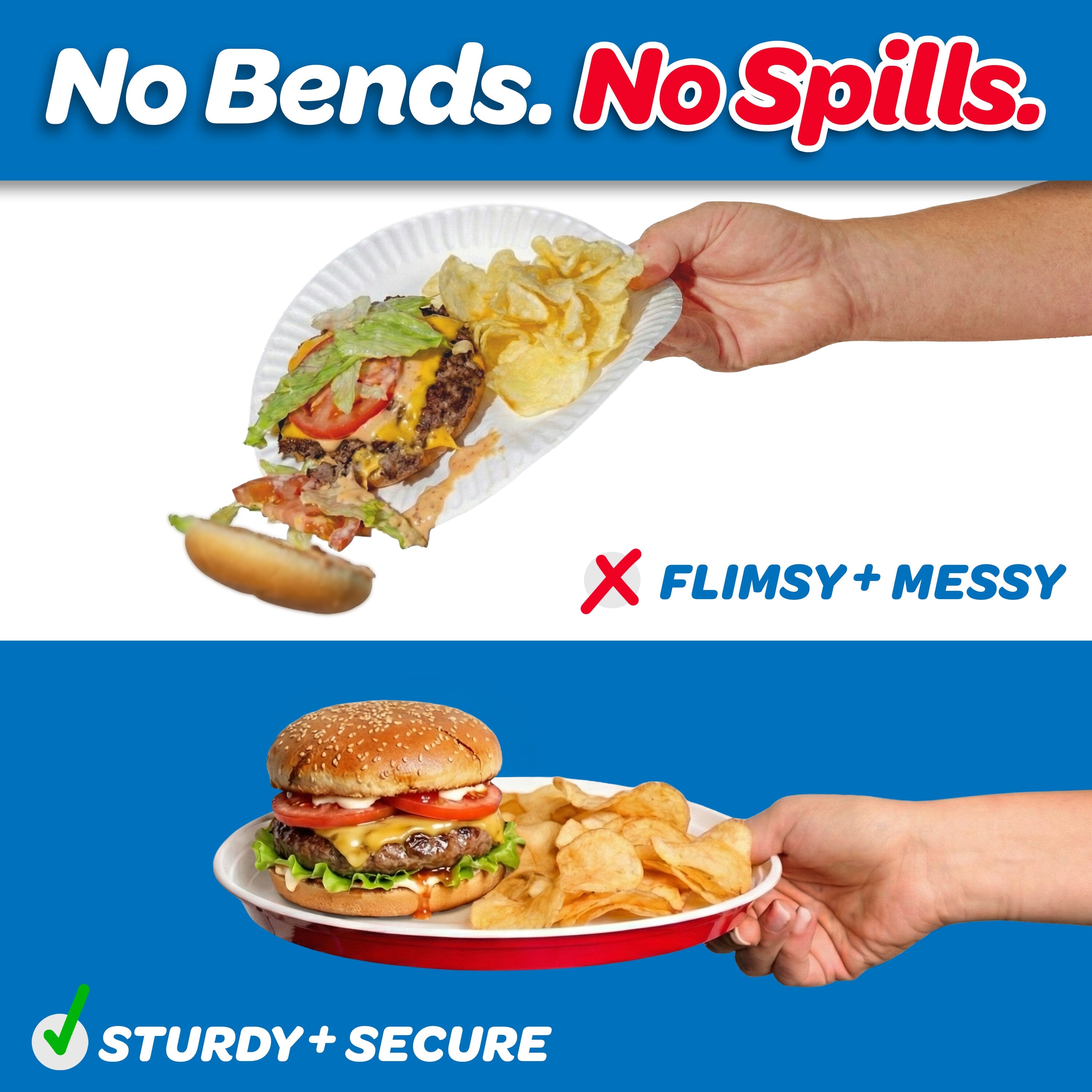 GoBig Red Plastic Disposable Plates - 30 Count 10 Inch - Round Heavy Duty Red Cup Party Plates GoBig 