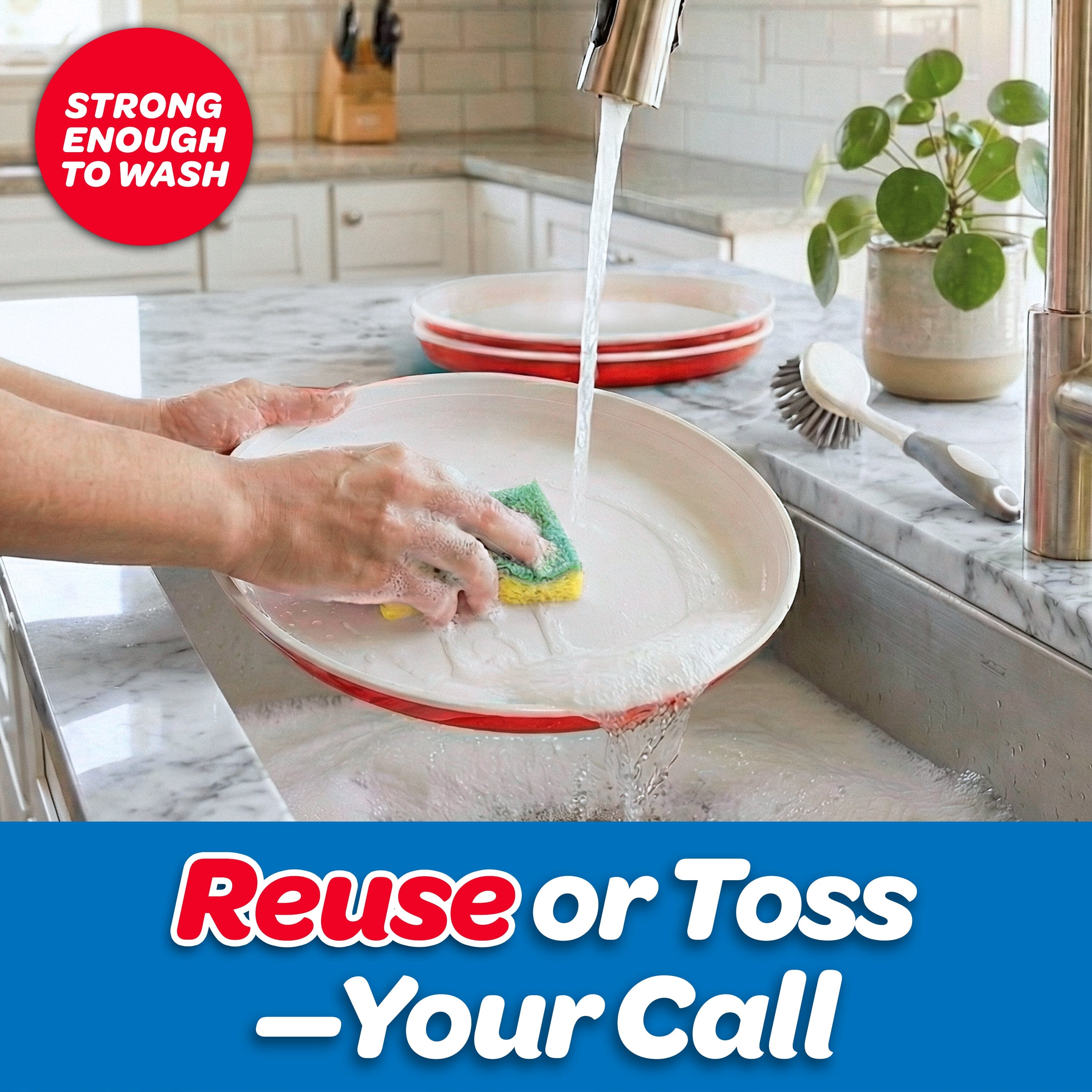 GoBig Red Plastic Disposable Plates - 30 Count 10 Inch - Round Heavy Duty Red Cup Party Plates GoBig 