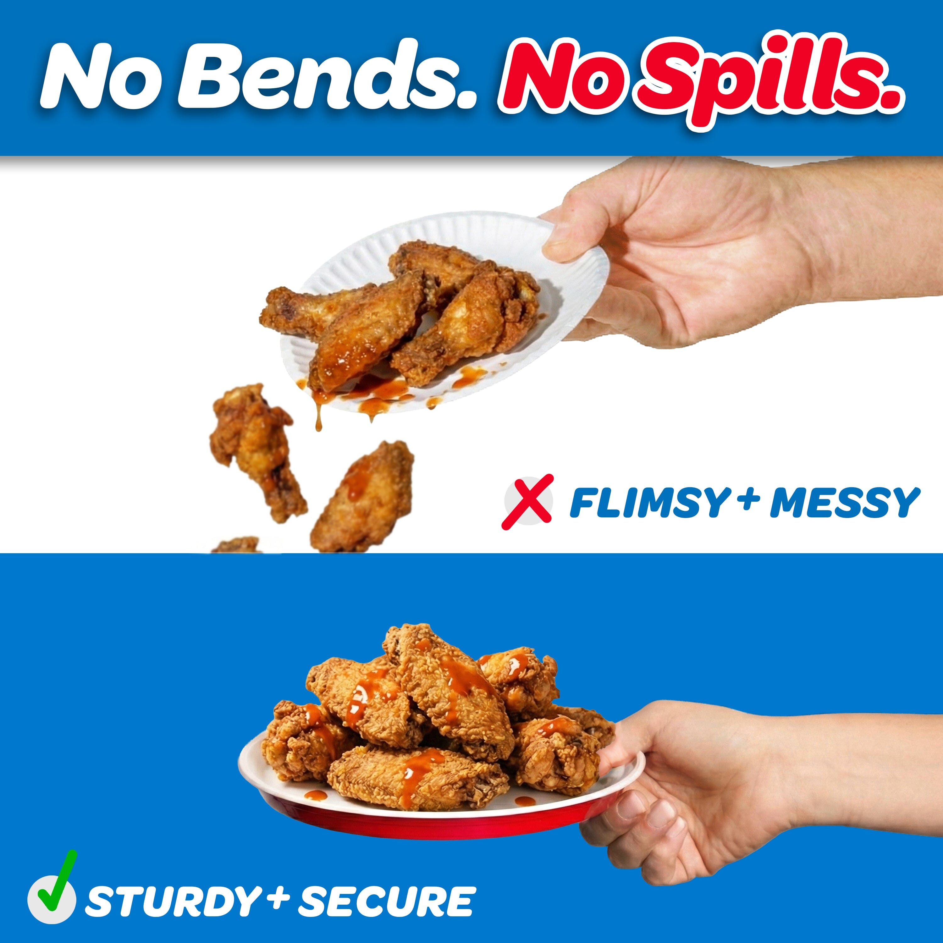 GoBig Red Plastic Disposable Plates - 50 Count 8 Inch - Round Heavy Duty Red Cup Party Plates GoBig 