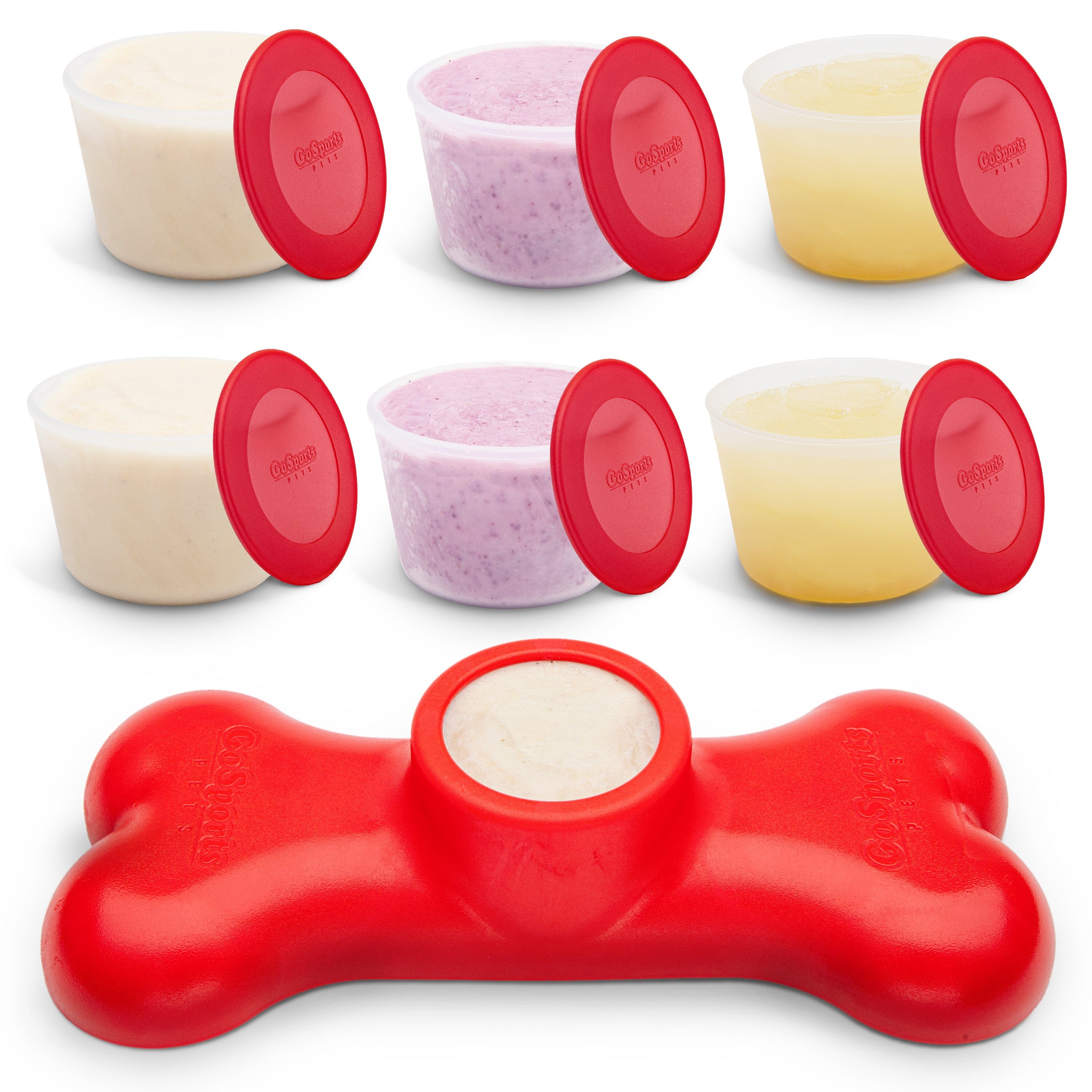 a dog toy with a red bone bone