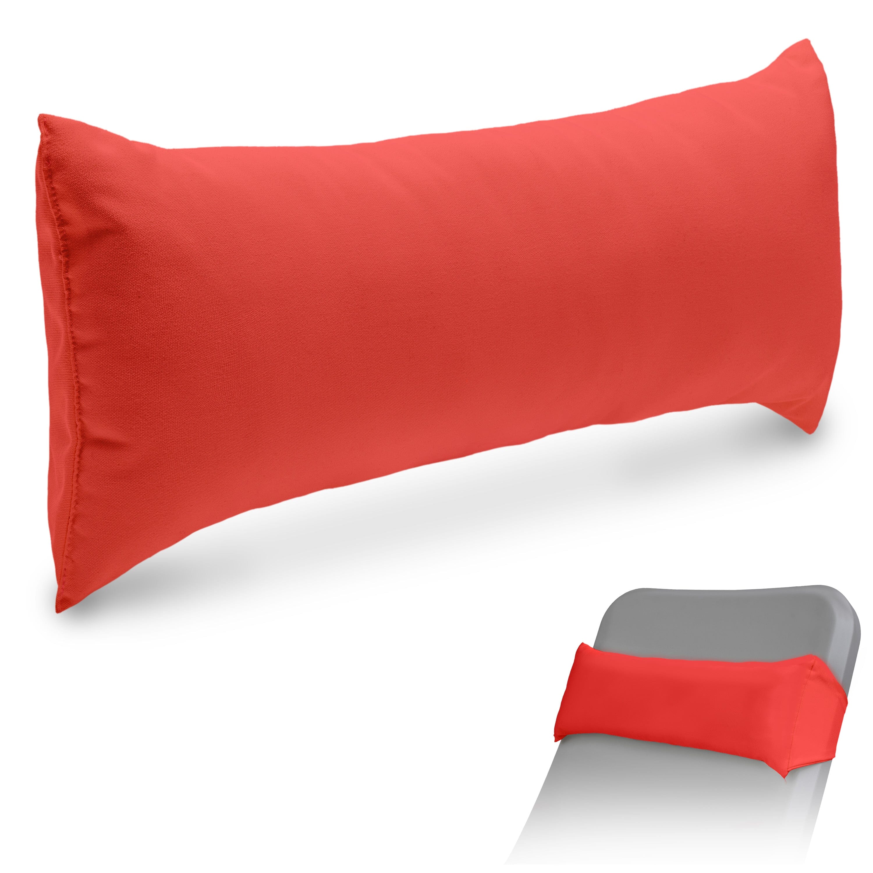 Coast Modern Red Outdoor Lounge Chair Pillow with Strap - Waterproof Headrest Pillow for Pool Lounger & Patio Chaise Cushion PlayGoSports.com 