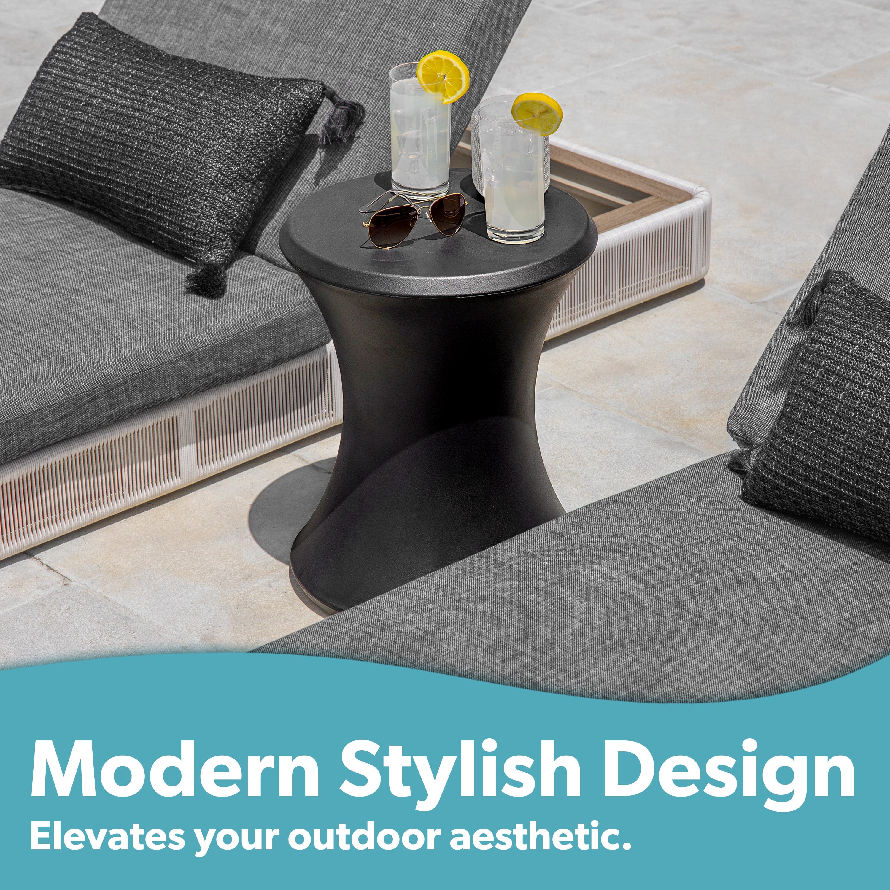 Coast Modern Outdoor Side Table - Lounger Table for Inside Pool or on Patio - All-Weather Furniture for Sun Shelf Up to 15" PlayGoSports.com 