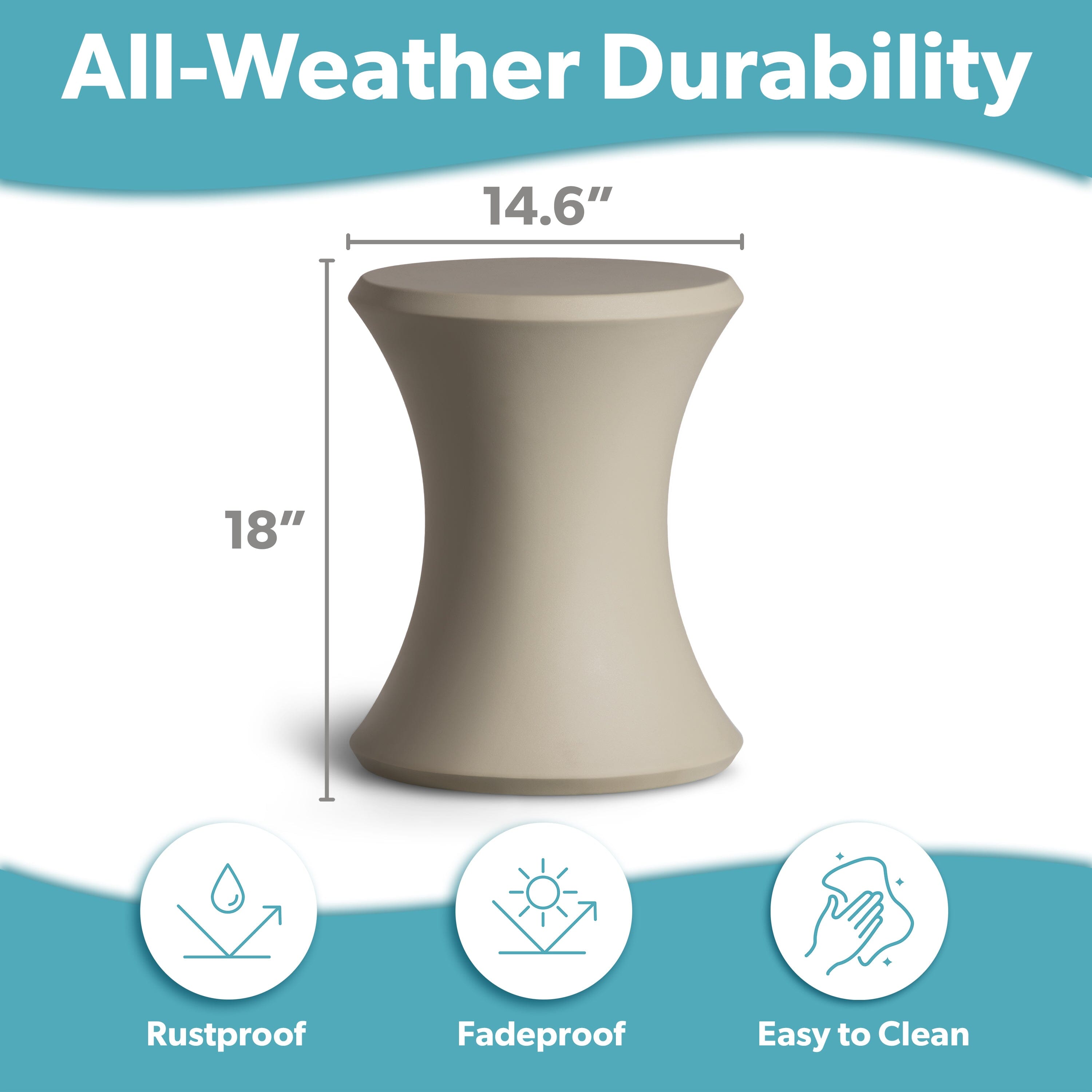 Coast Modern Outdoor Side Table - Lounger Table for Inside Pool or on Patio - All-Weather Furniture for Sun Shelf Up to 15" PlayGoSports.com 