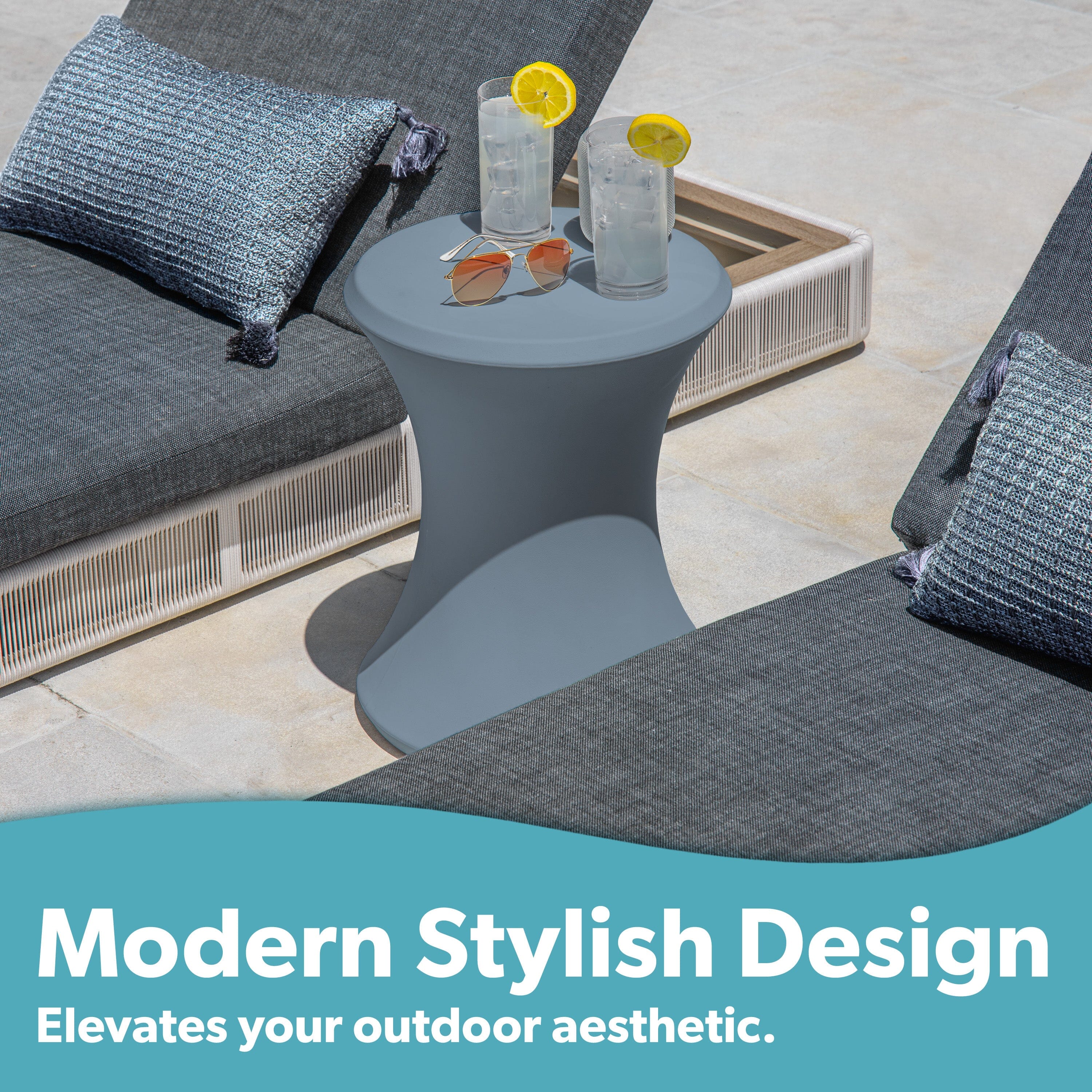 Coast Modern Outdoor Side Table - Lounger Table for Inside Pool or on Patio - All-Weather Furniture for Sun Shelf Up to 15" PlayGoSports.com 