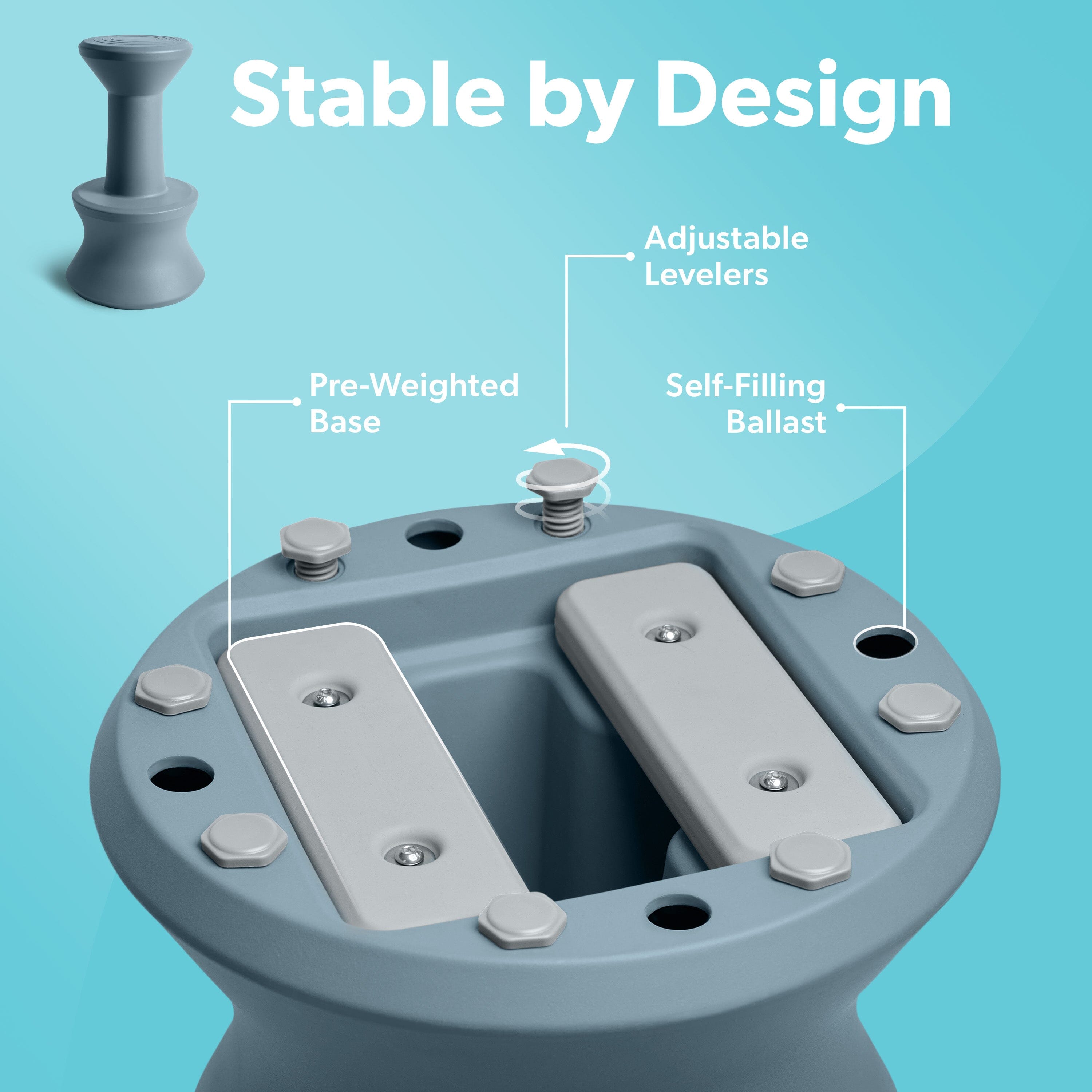 Coast Modern In Pool Bar Stool for Underwater Seating, At Home Swim Up Bars, and Patio Decks - 30" Weighted, Waterproof Outdoor Chair - Gray GoSports 