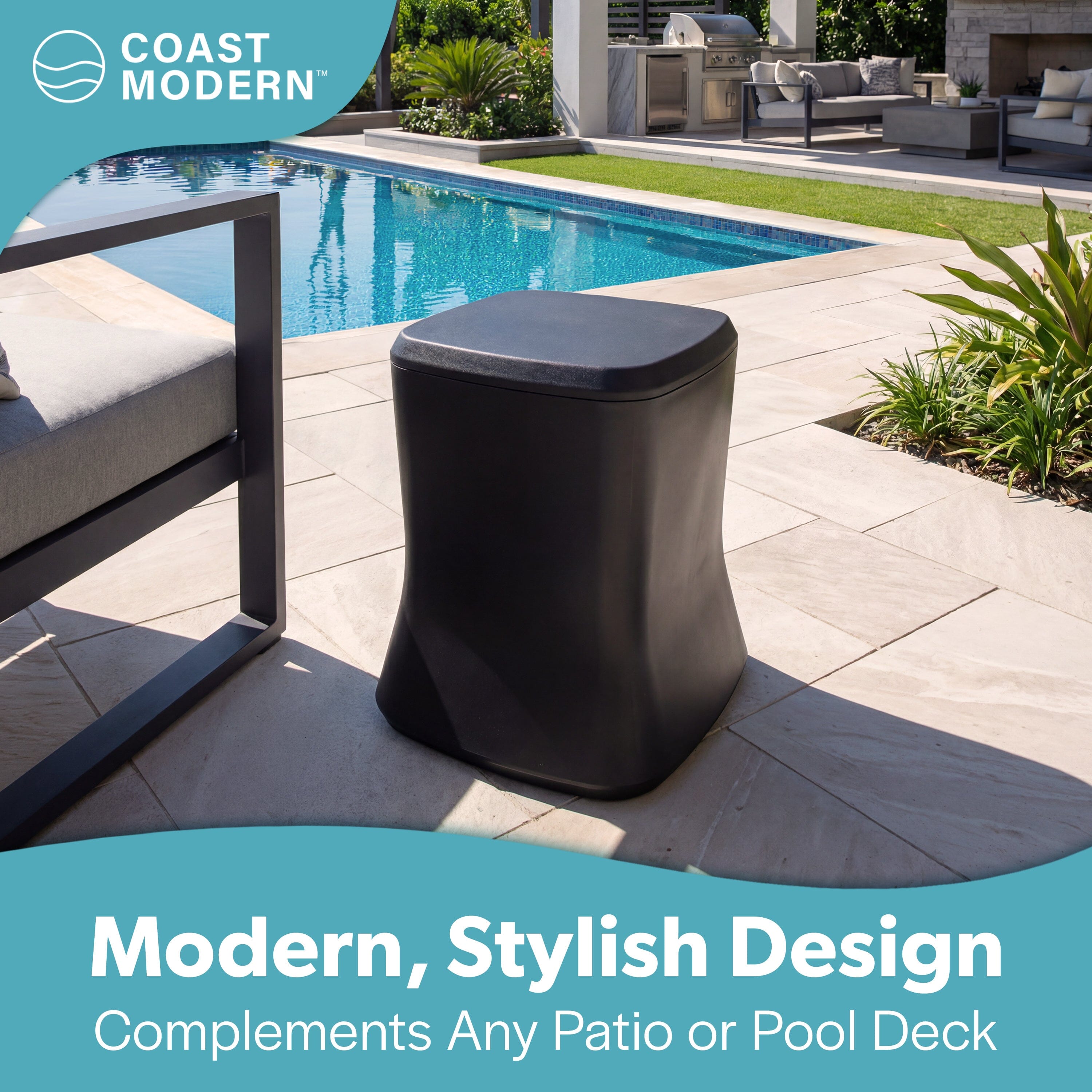 Coast Modern Outdoor Side Table Cooler - 2 in 1 Patio Decor Storage Table & Ice Chest Playgosports.com 