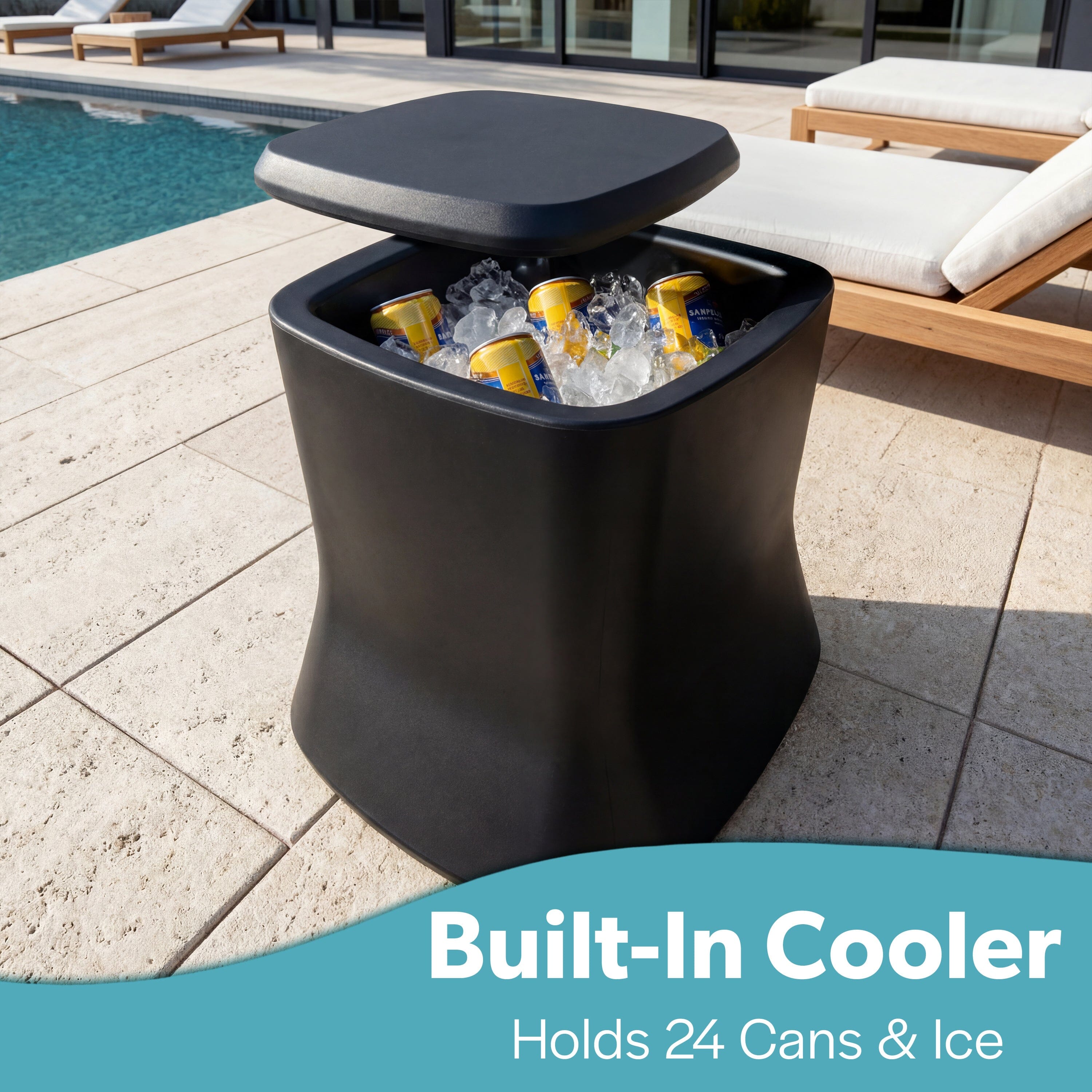 Coast Modern Outdoor Side Table Cooler - 2 in 1 Patio Decor Storage Table & Ice Chest Playgosports.com 