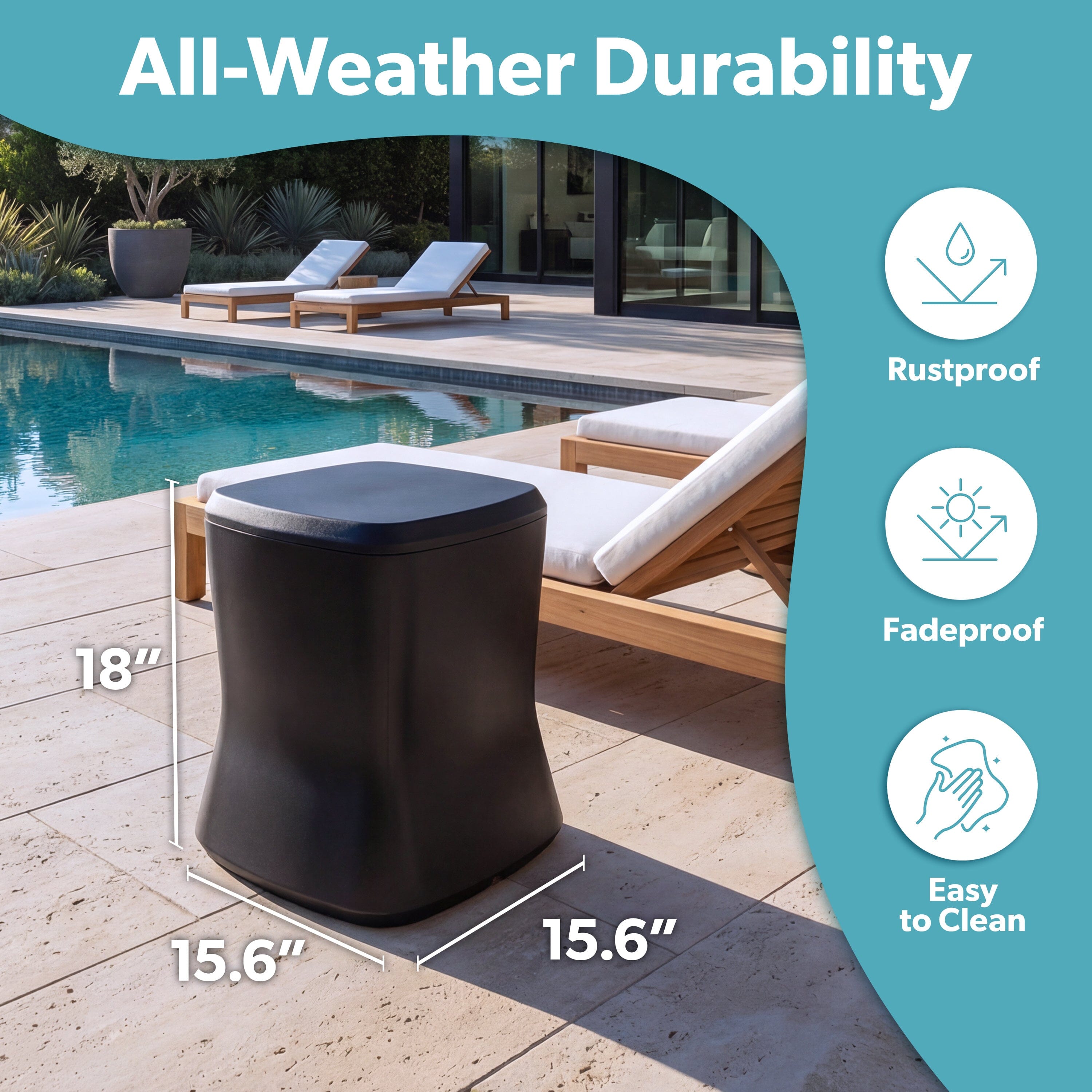 Coast Modern Outdoor Side Table Cooler - 2 in 1 Patio Decor Storage Table & Ice Chest Playgosports.com 