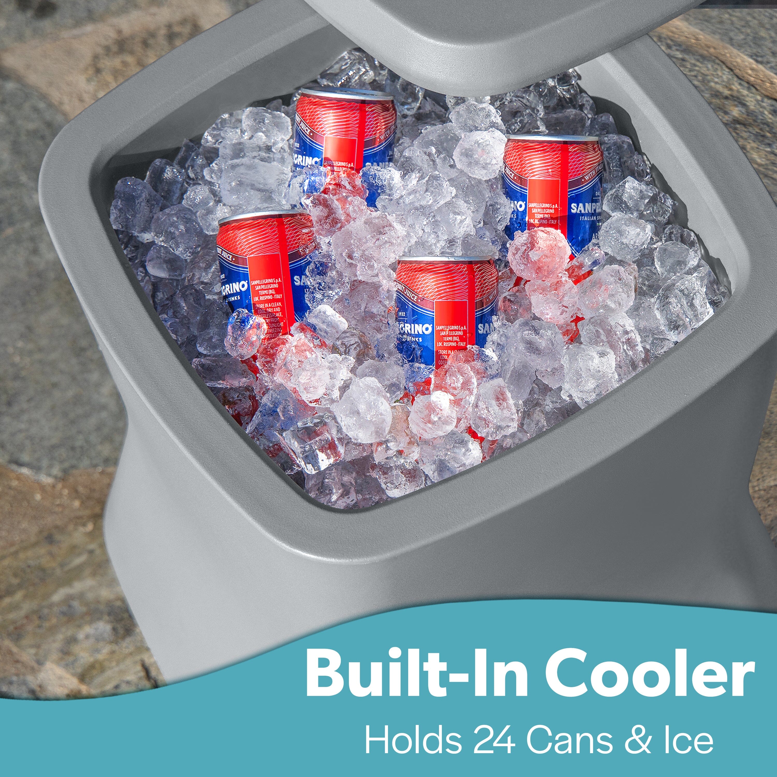 Coast Modern Outdoor Side Table Cooler - 2 in 1 Patio Decor Storage Table & Ice Chest - 25 QT - Gray Playgosports.com 