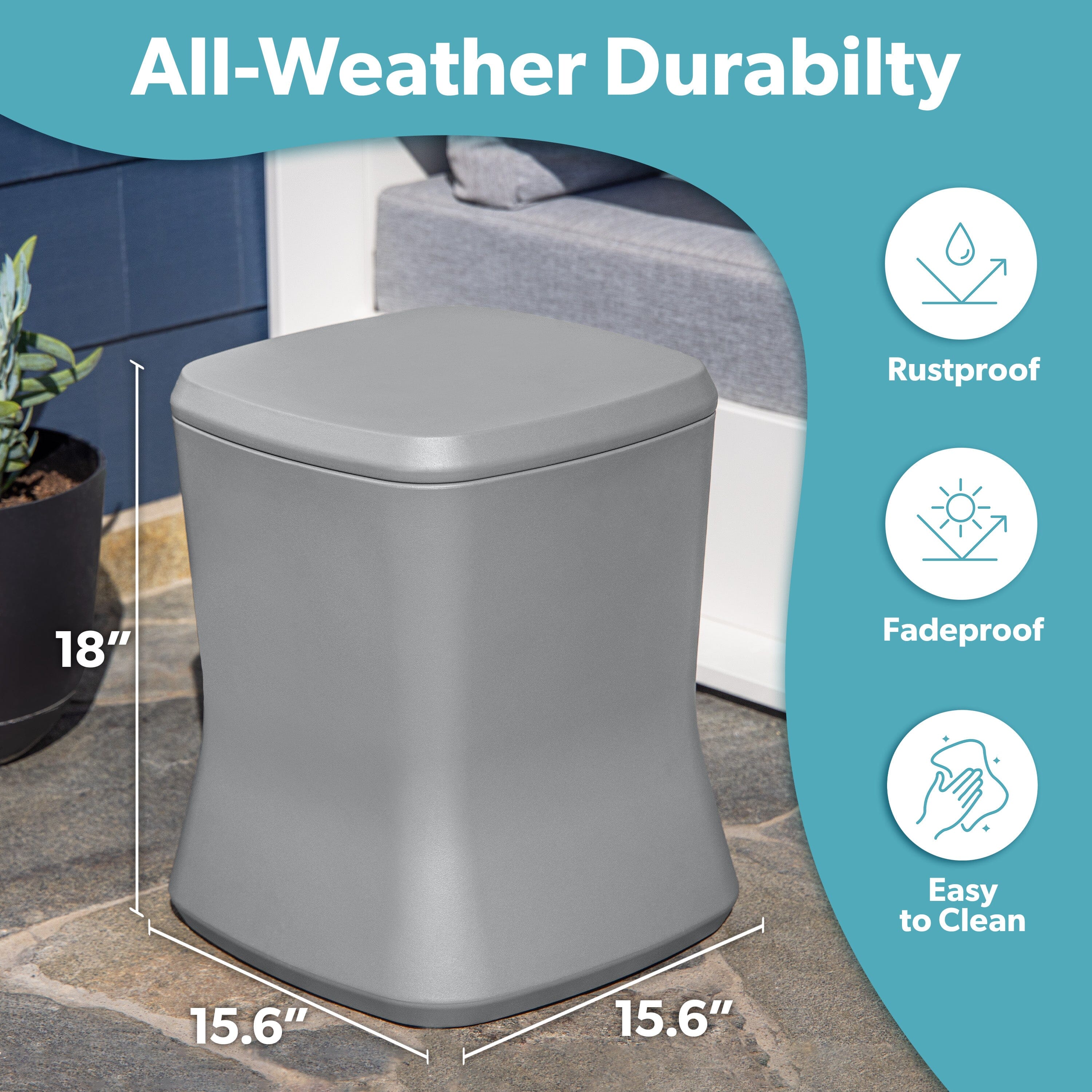 Coast Modern Outdoor Side Table Cooler - 2 in 1 Patio Decor Storage Table & Ice Chest - 25 QT - Gray Playgosports.com 