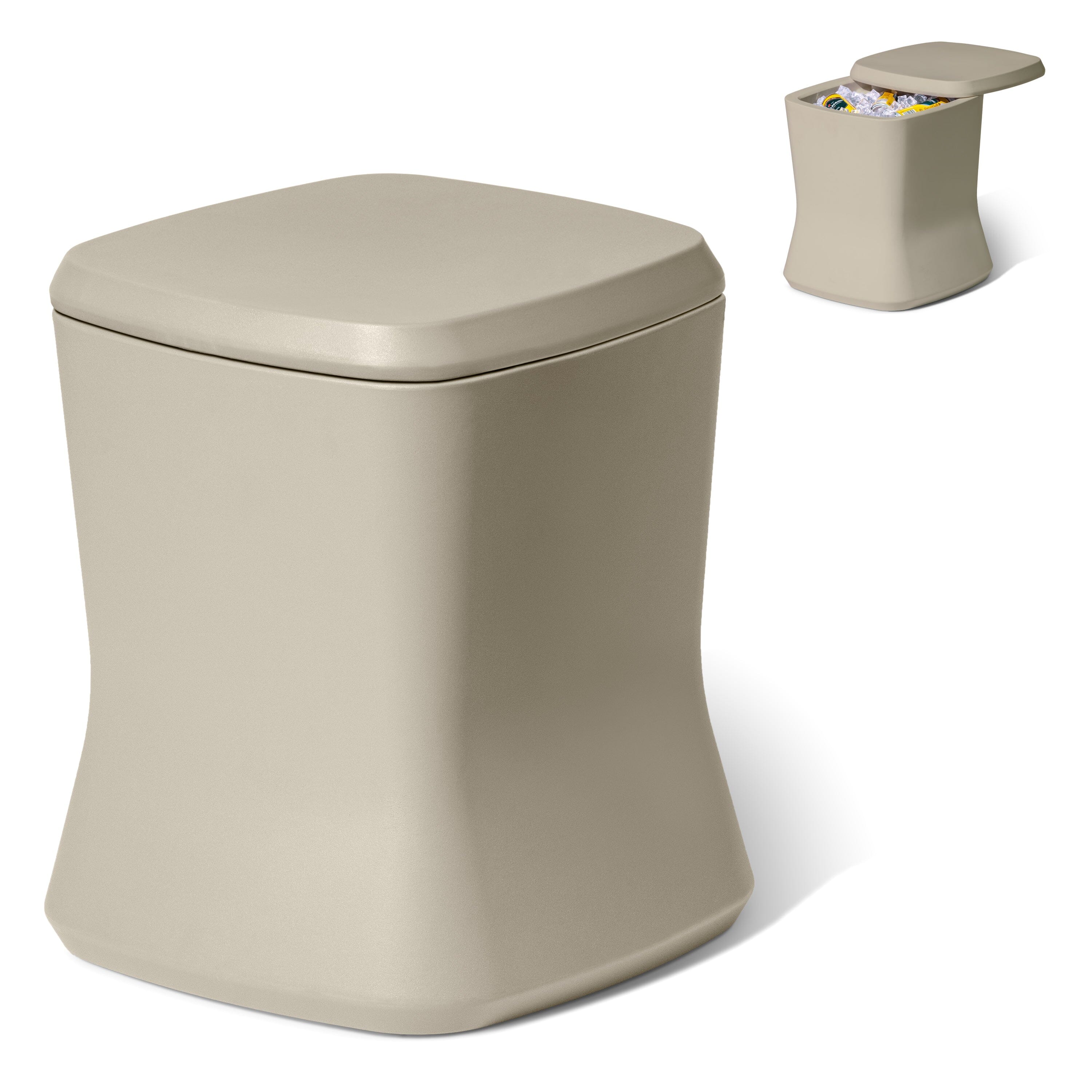 Coast Modern Outdoor Side Table Cooler - 2 in 1 Patio Decor Storage Table & Ice Chest Playgosports.com Sand 