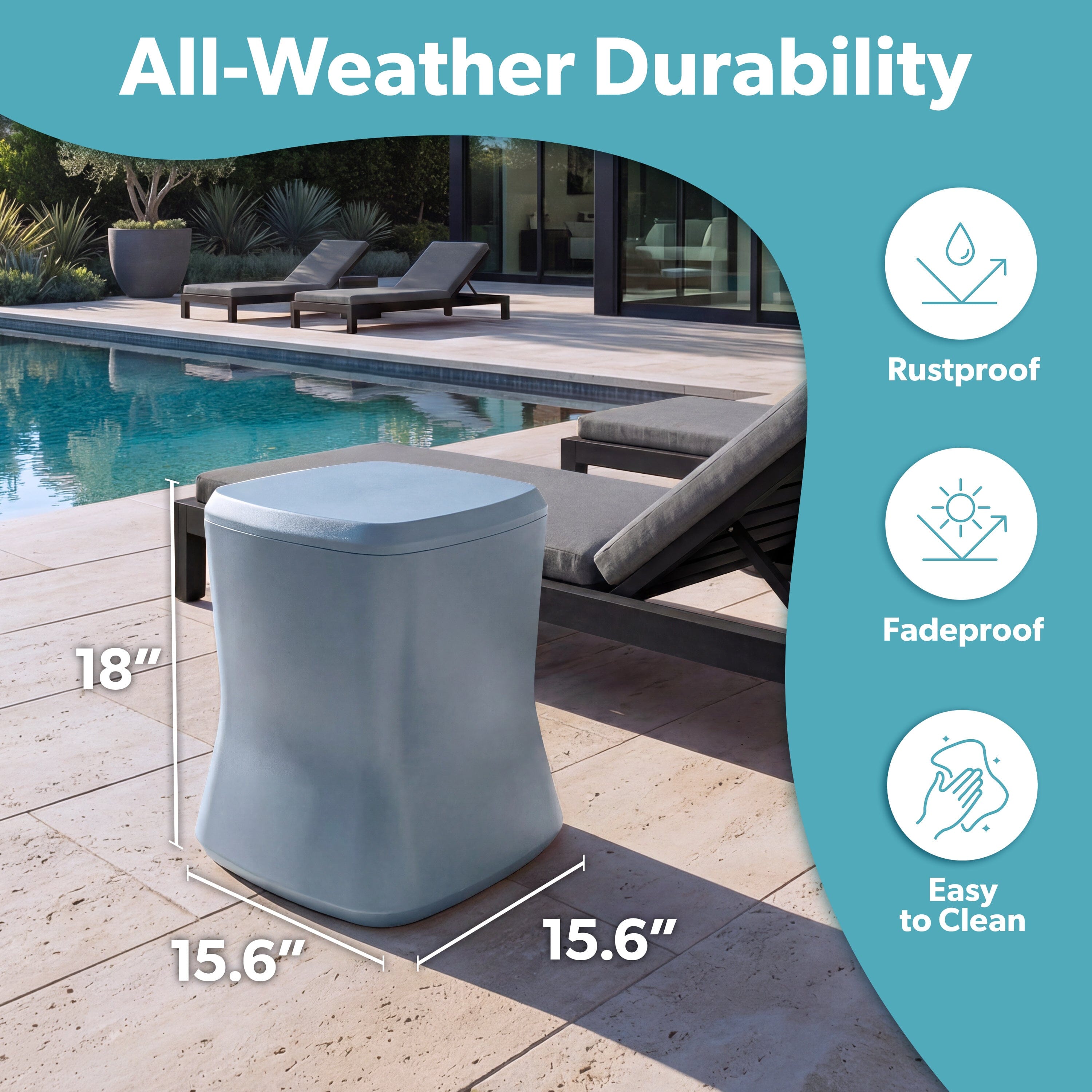 Coast Modern Outdoor Side Table Cooler - 2 in 1 Patio Decor Storage Table & Ice Chest Playgosports.com 