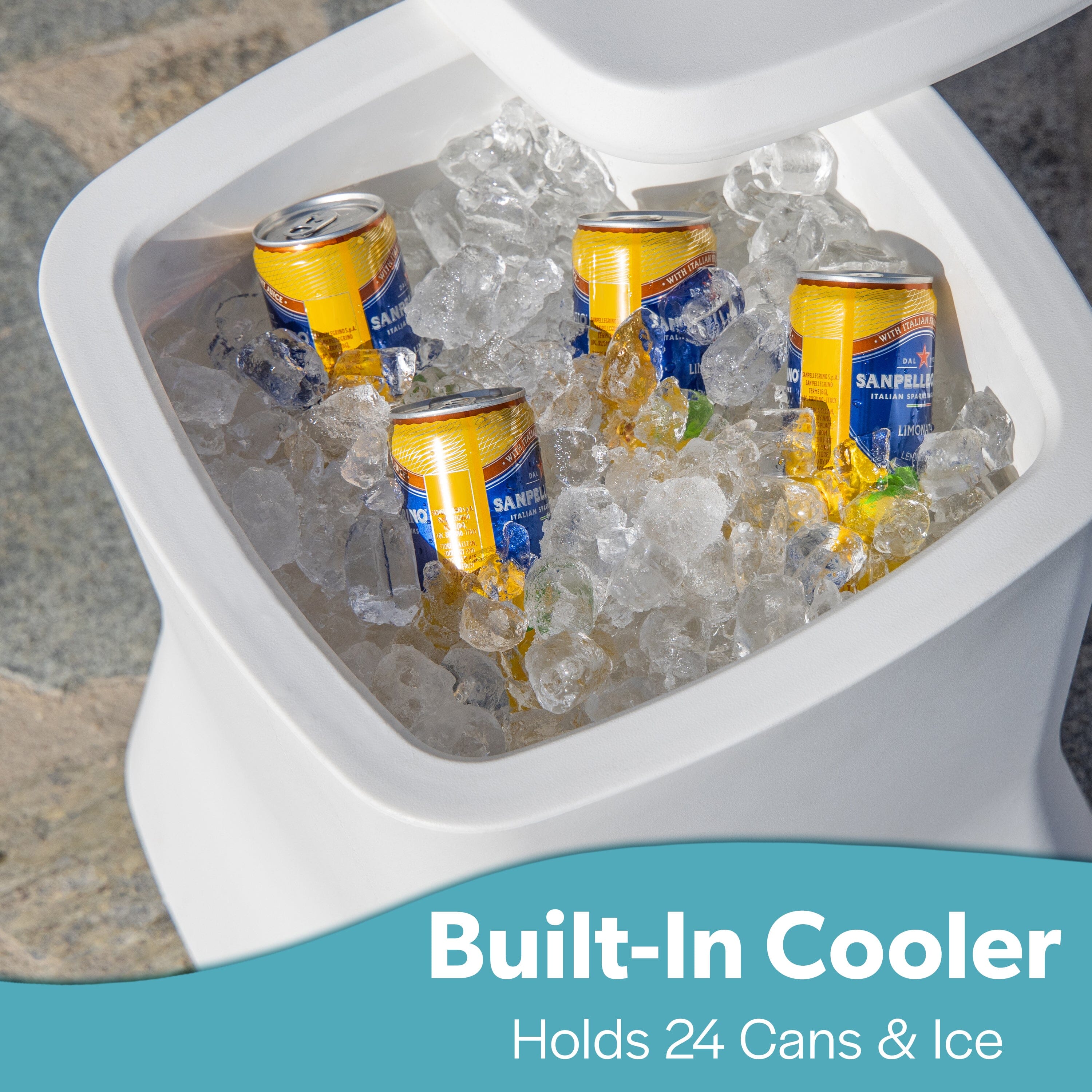 Coast Modern Outdoor Side Table Cooler - 2 in 1 Patio Decor Storage Table & Ice Chest - 25 QT - White Playgosports.com 